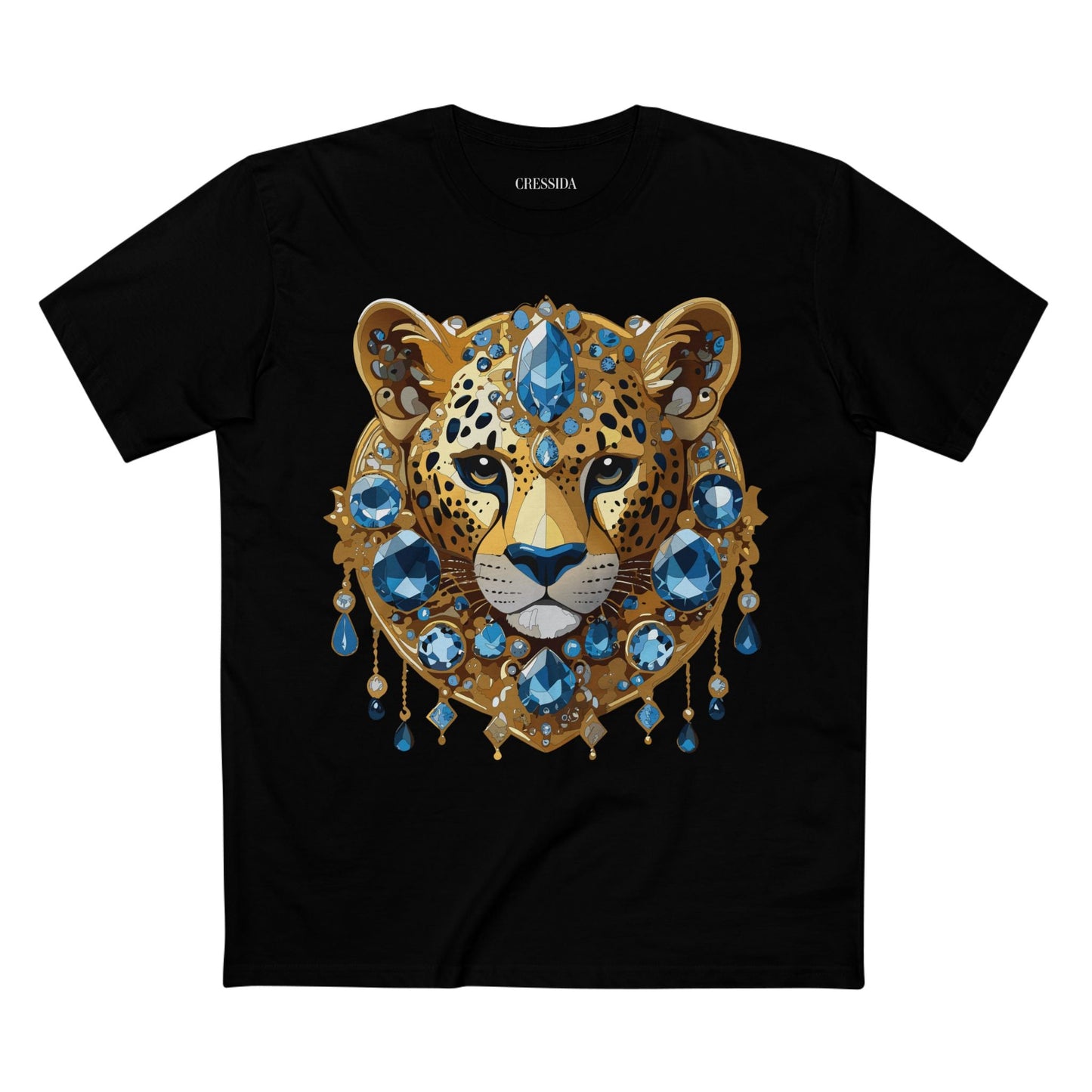Cheetah Graphic Unisex 100 Cotton Tee With Unique Animal Golden Medallion Art Design 49
