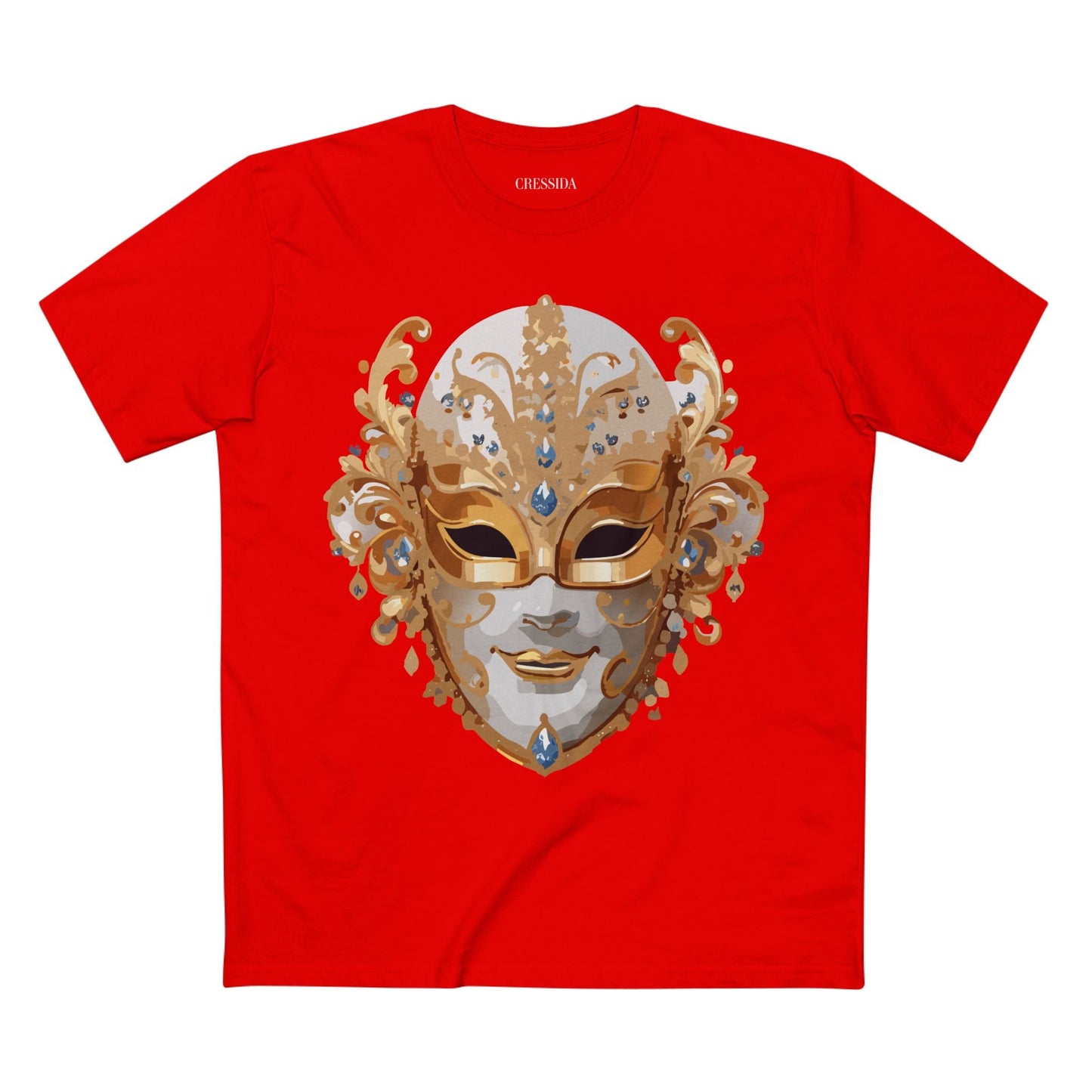 Carnival Mask Graphic T-Shirt Unisex 100 Cotton With Antique Gold Art Design Tee 20
