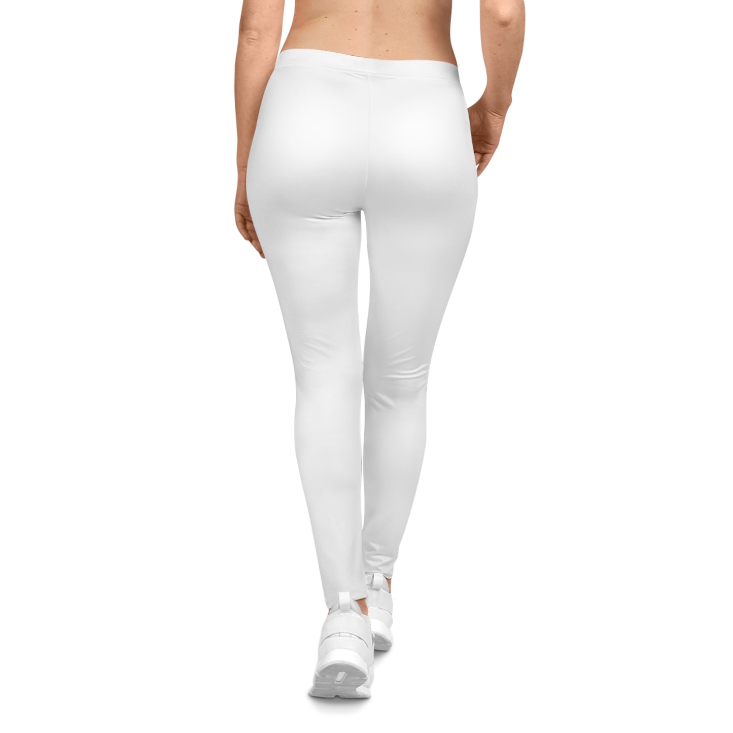 True White Solid Color Women's Poly-Span Casual Leggings Everyday Activewear Pants