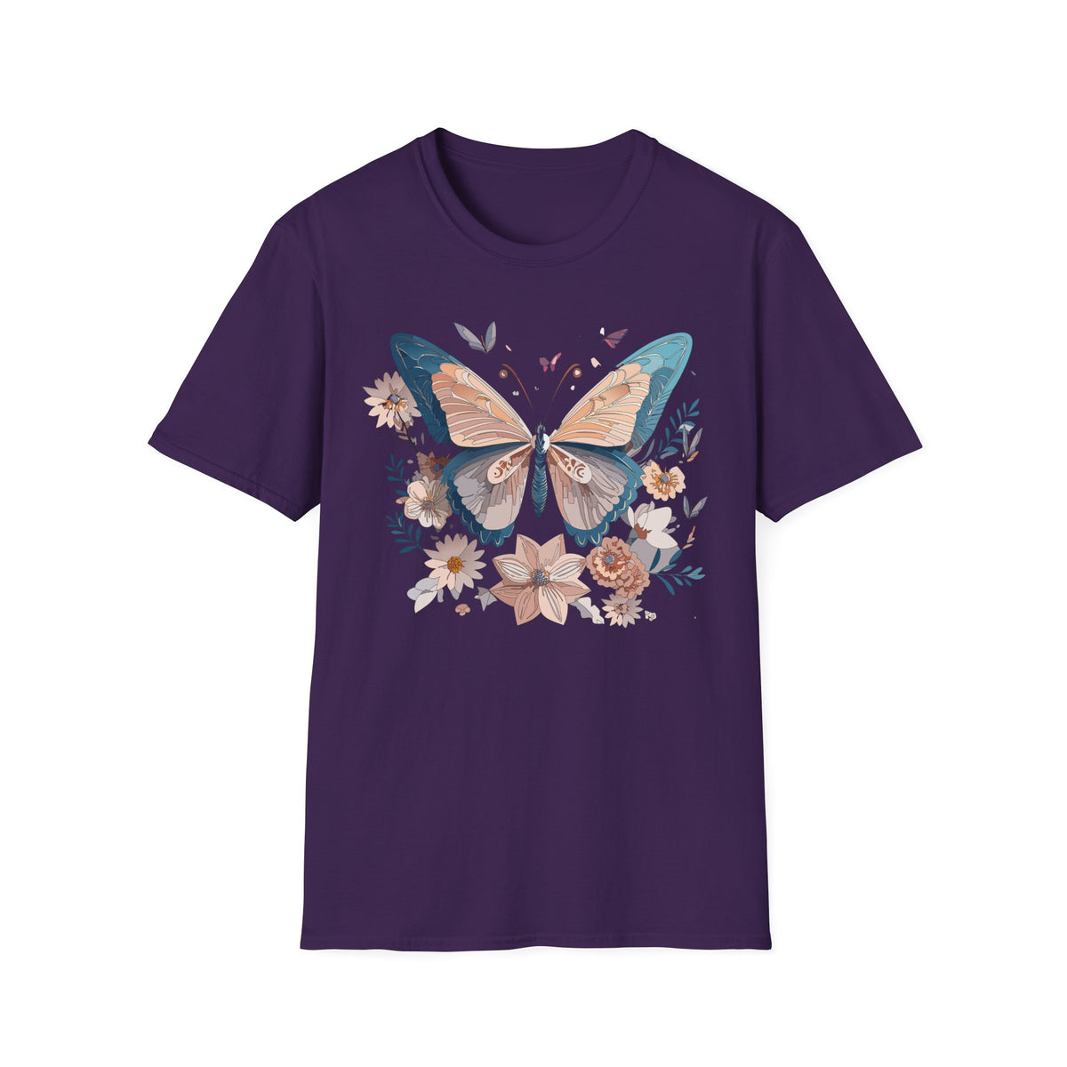 Butterfly Floral T-Shirt — Vintage Boho Nature Graphic Tee Unisex 100 Cotton Gildan T-Shirt