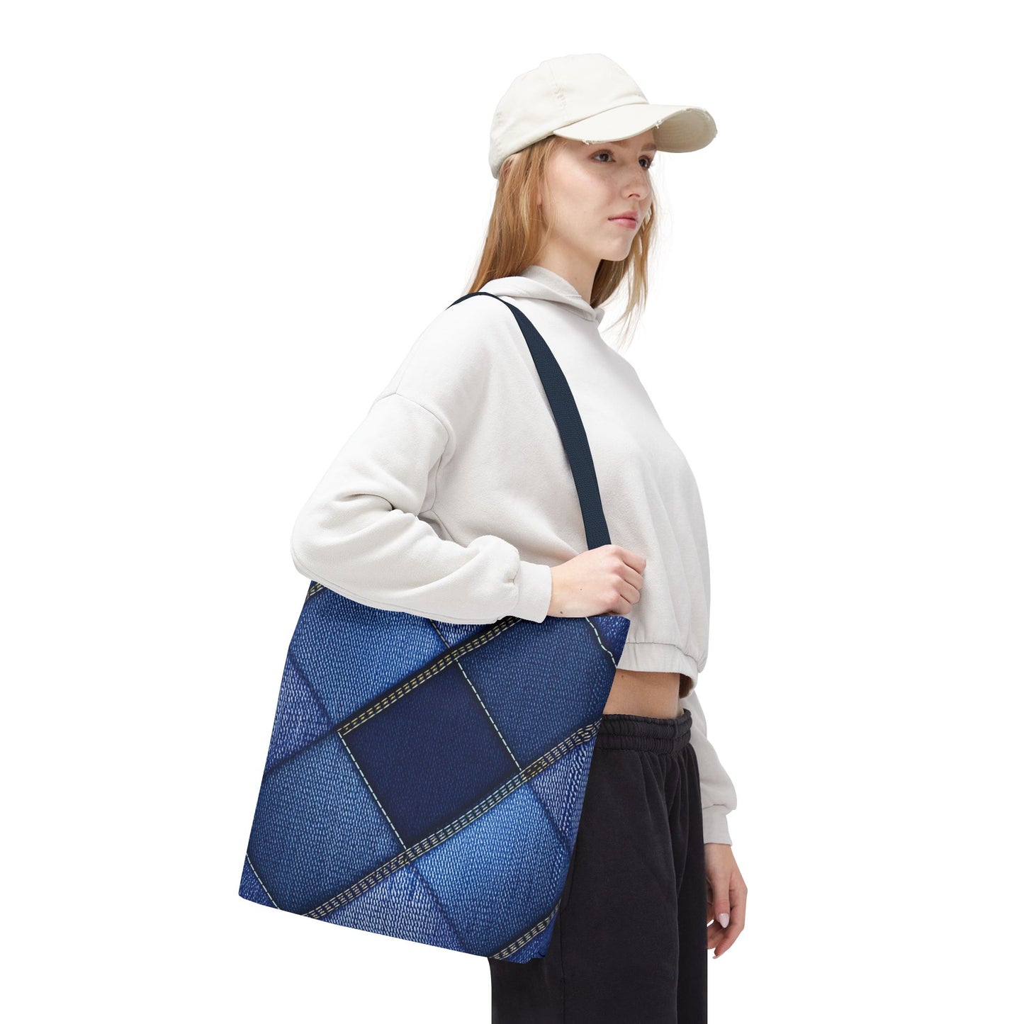 Denim Fabric Imitation Print Unisex Canvas Bag Poly Spun 3 Sizes Tote Bag 105