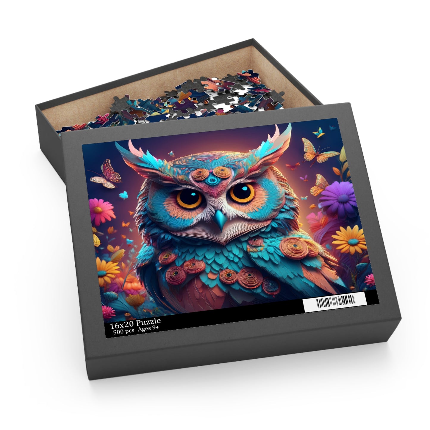 Puzzles-46 Kids Owl Puzzle 500-Piece  Floral Owl Puzzle 500-Piece, Birds Kids Puzzles Size: 16" x 20",  Ages 9+