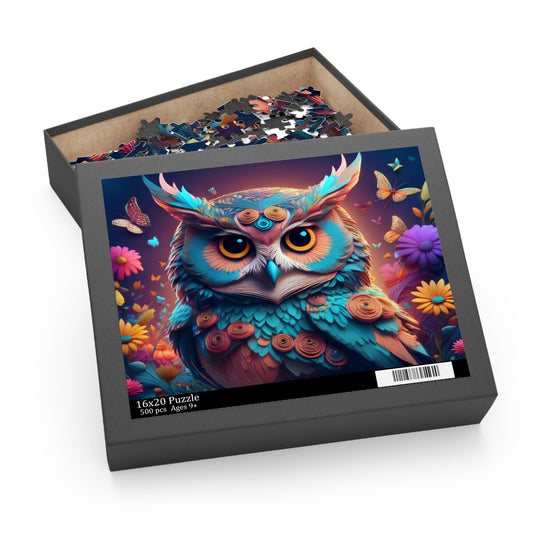 Puzzles-46 Kids Owl Puzzle 500-Piece  Floral Owl Puzzle 500-Piece, Birds Kids Puzzles Size: 16" x 20",  Ages 9+