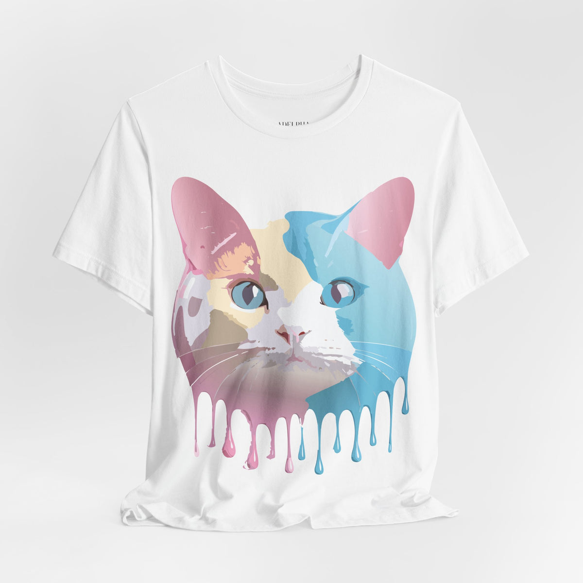 Cat Graphic Unisex Cotton Bella+Canvas Tee with Art Animal Design d03
