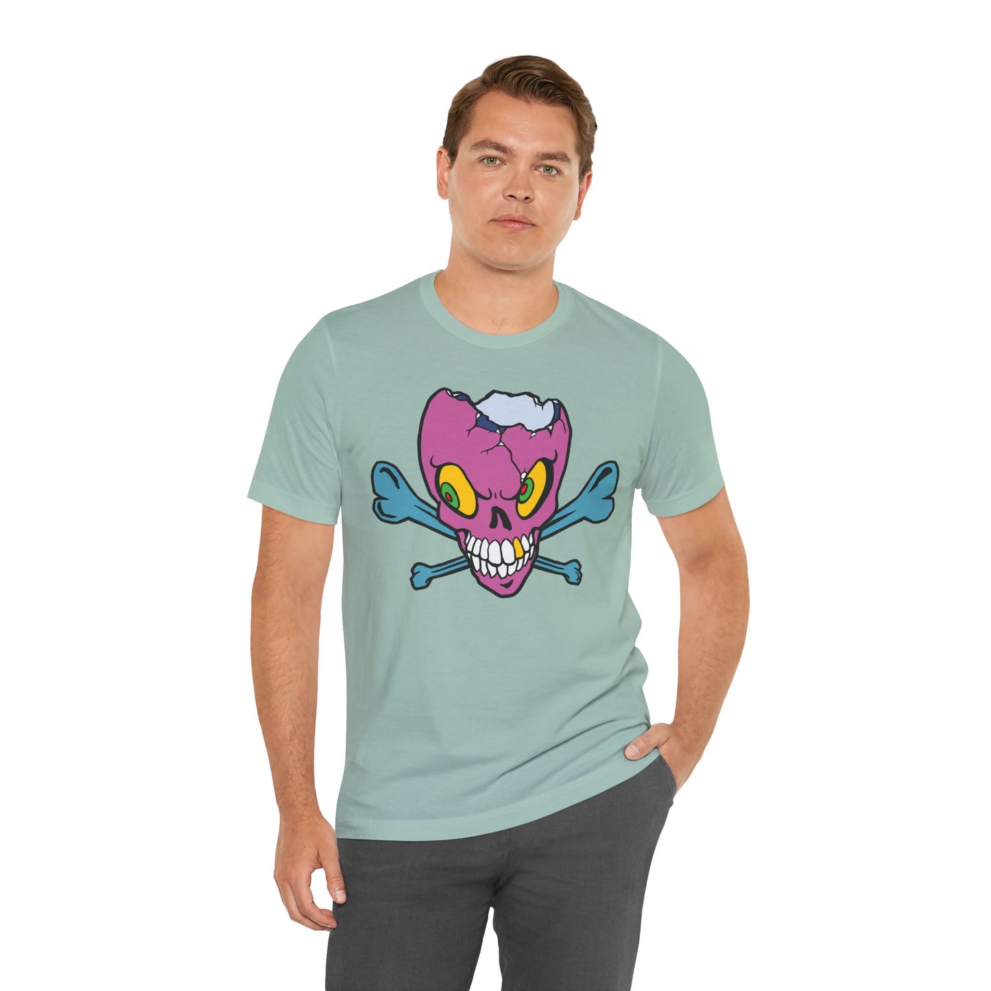 Purple Skull Graphic Design Tee, Skull Shirt, Vintage Tees, Art Design T-Shirt, Vintage Graphic Tee, Art Shirts with Skulls 5