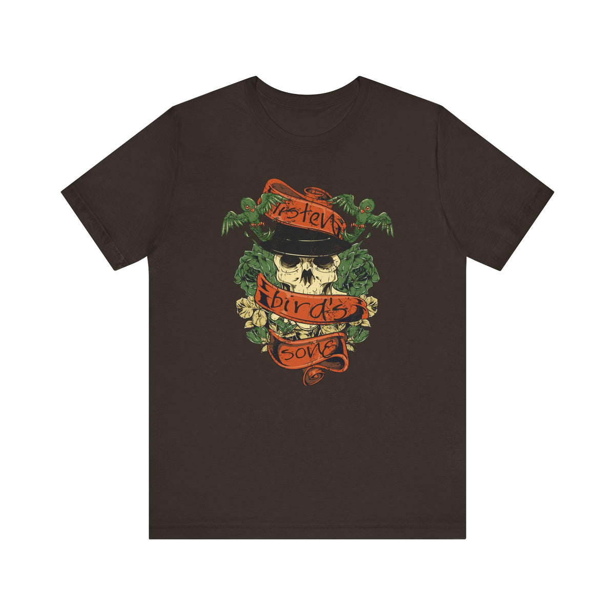 Skull with Bandana Tee Floral Vines Tattoo Style Graphic Unisex Cotton Shirt Art-38