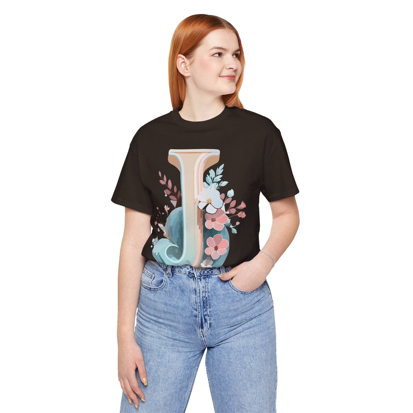 Letter J Shirt Graphic Unisex Tee With Original Vintage Inspired Artwork By Adelpha