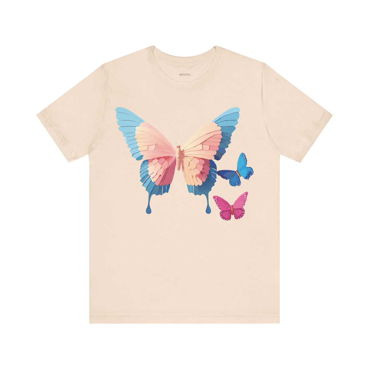 Butterfly Graphic Unisex Cotton Bella+Canvas Tee with Floral Art Design m04
