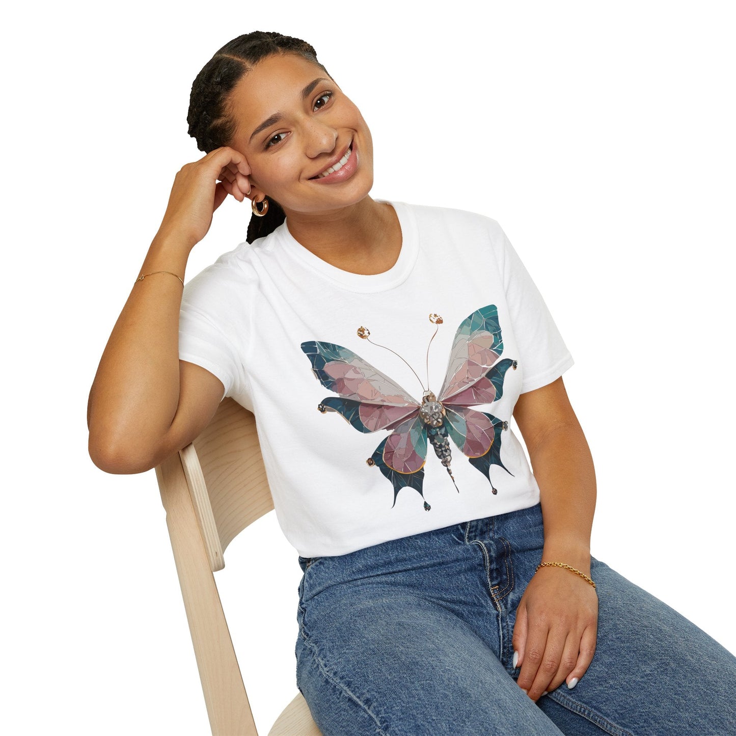 Butterfly Shirt Unisex T Shirt Monarch Print Gildan Softstyle 64000 100 Percent Ring Spun Cotton