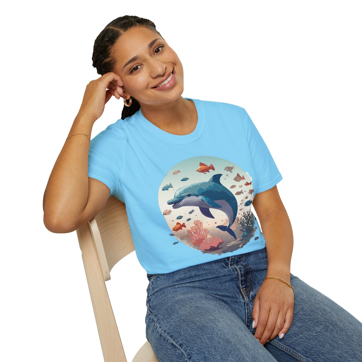 Dolphin Shirt Unisex Softstyle T Shirt Gildan 64000 100 Percent Ring Spun Cotton Lightweight Tee
