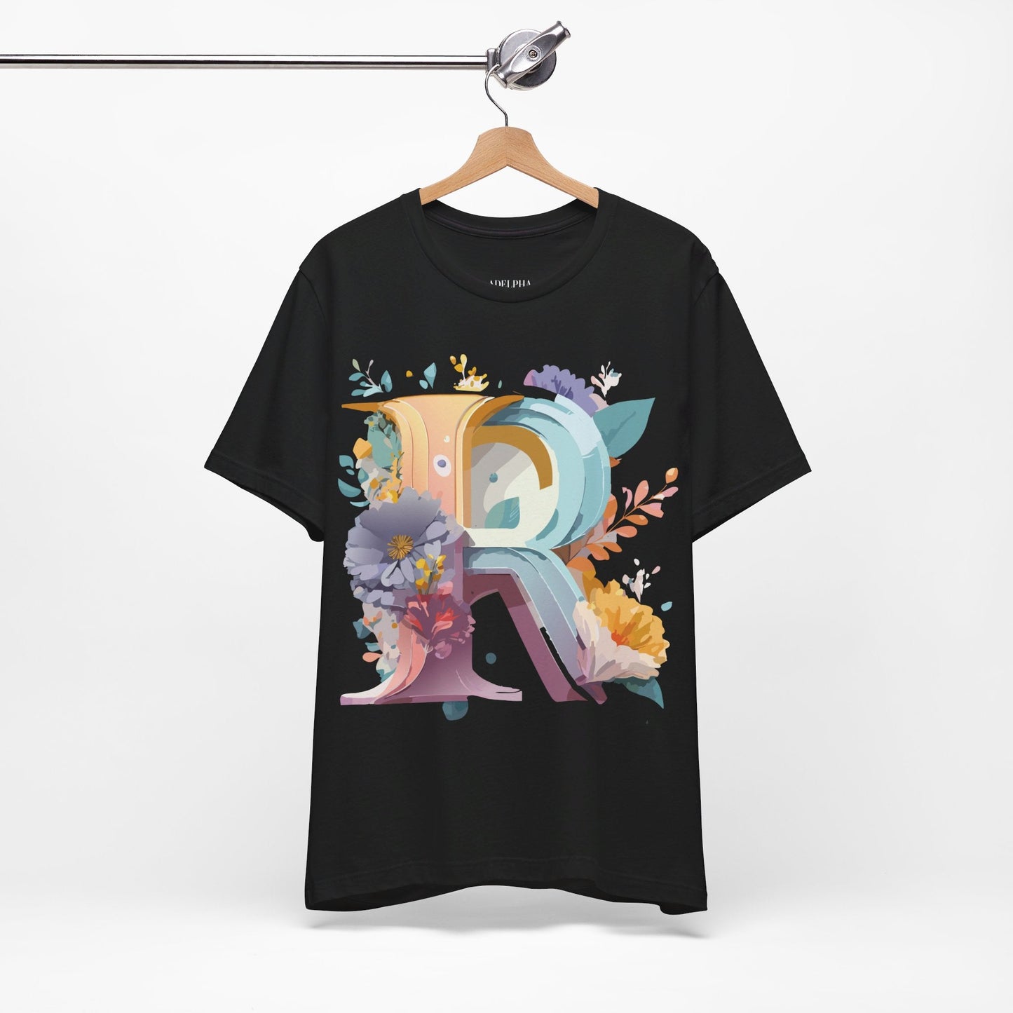 Letter R Graphic Tee Unisex Short Sleeve Vintage Inspired Shirt By Adelpha Art Design Tee