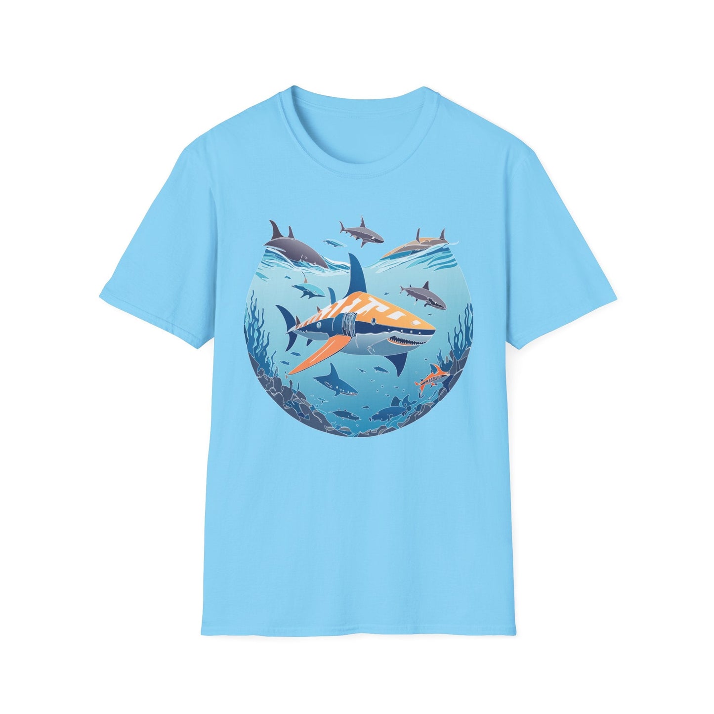 Ocean Tee Shirt Unisex Softstyle Gildan 64000 100 Percent Ring Spun Cotton Breathable U Boat Design