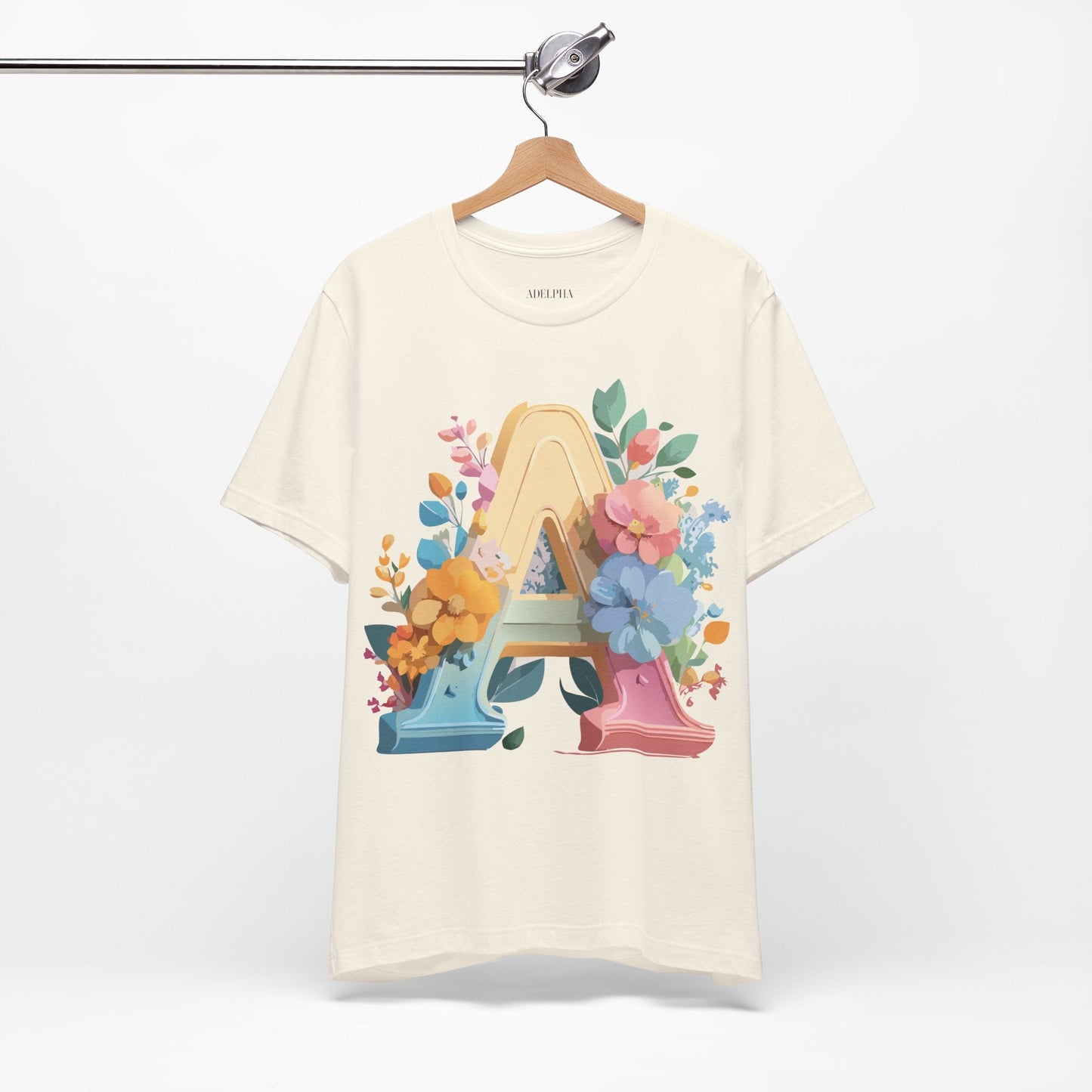 Letter A Shirt Graphic Tee Unisex Short Sleeve by Adelpha Vintage Inspired Art Tee