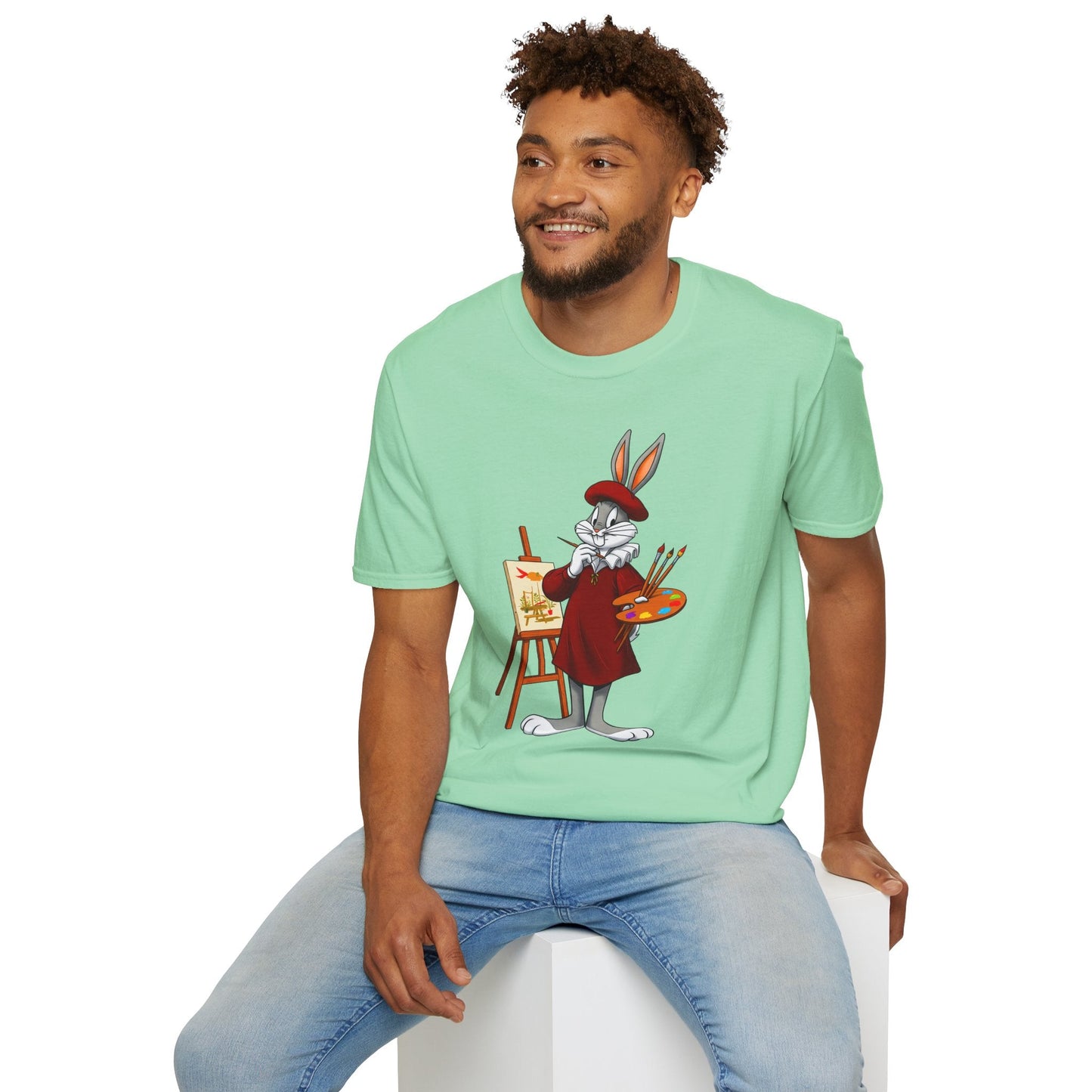 Cartoon Bunny Graphic Unisex Cotton Animal Animation Artwork Design Tee 8