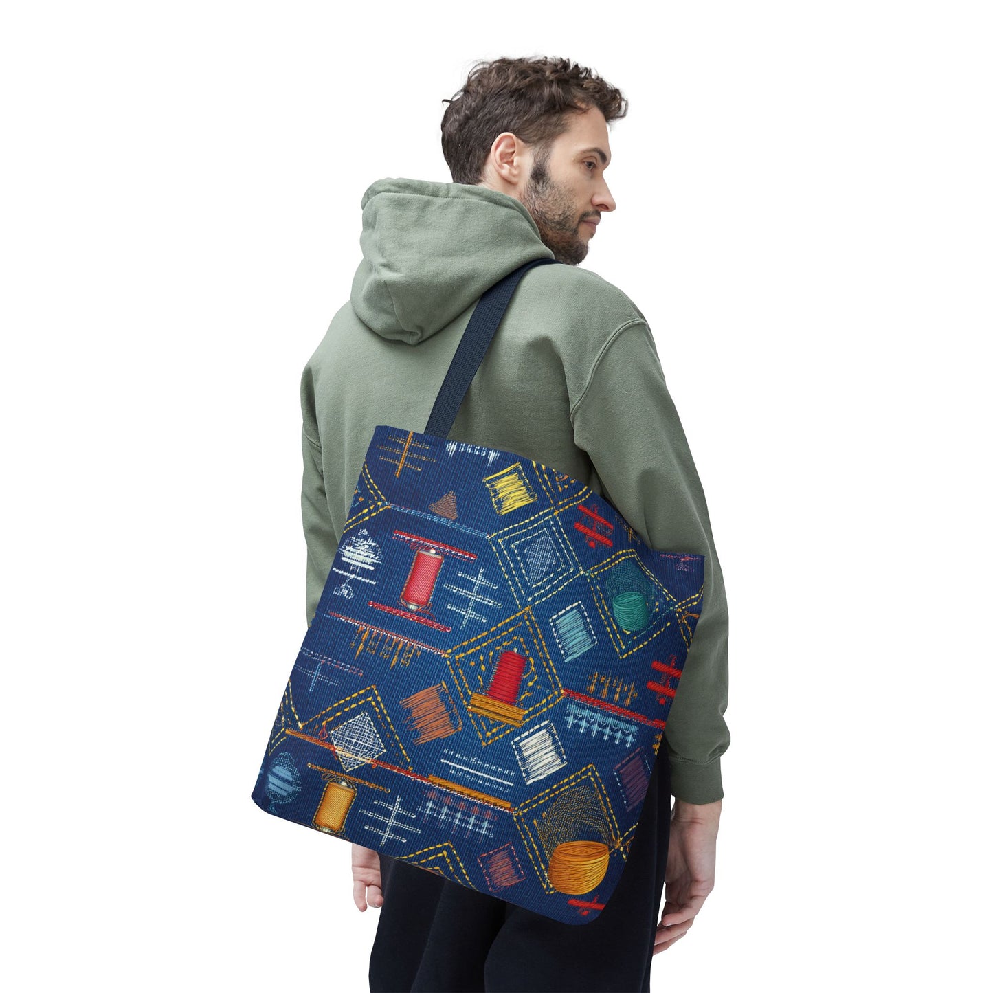 Diwali Graphic Denim Fabric Imitation Print Unisex Canvas Bag Poly Spun 3 Sizes Tote Bag 205-23