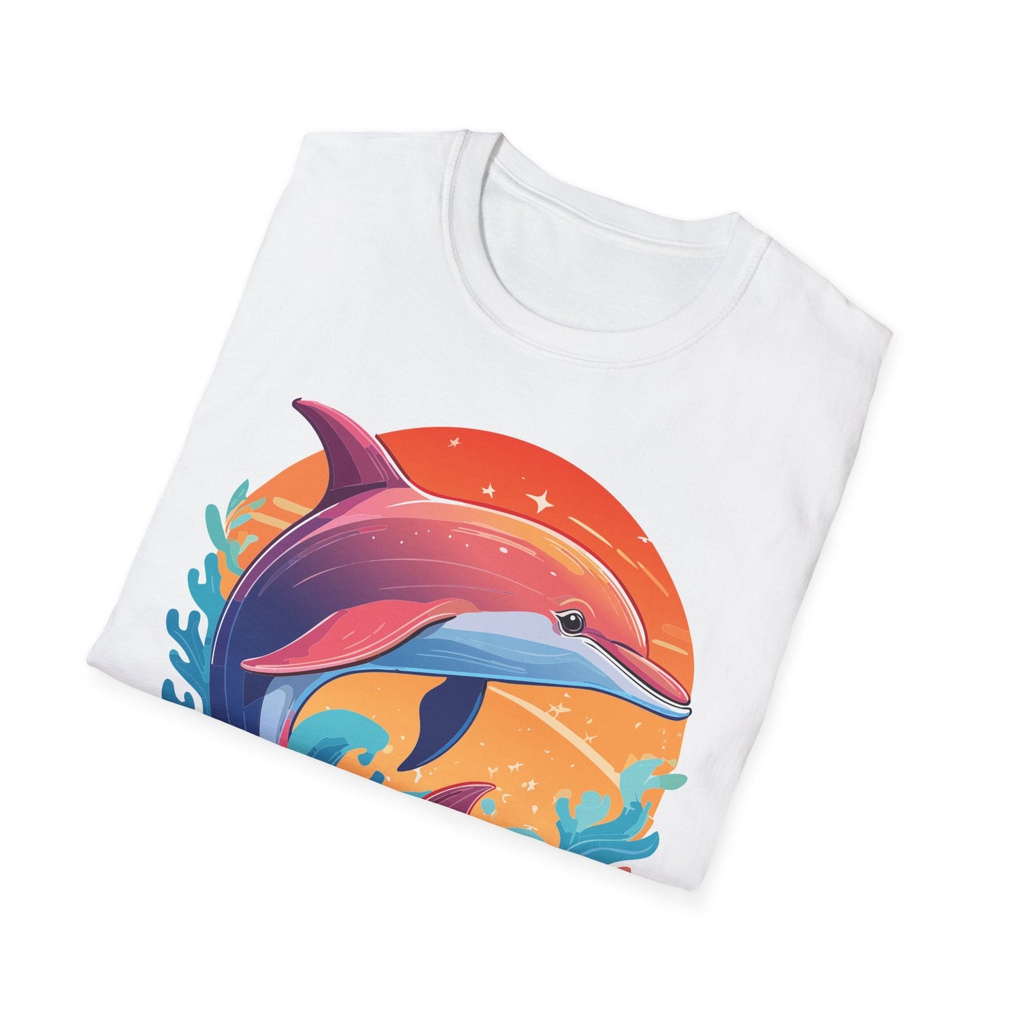 Dolphin Shirt Unisex Tee 100 Percent Ring Spun Cotton Softstyle Gildan 64000 Comfort Fit