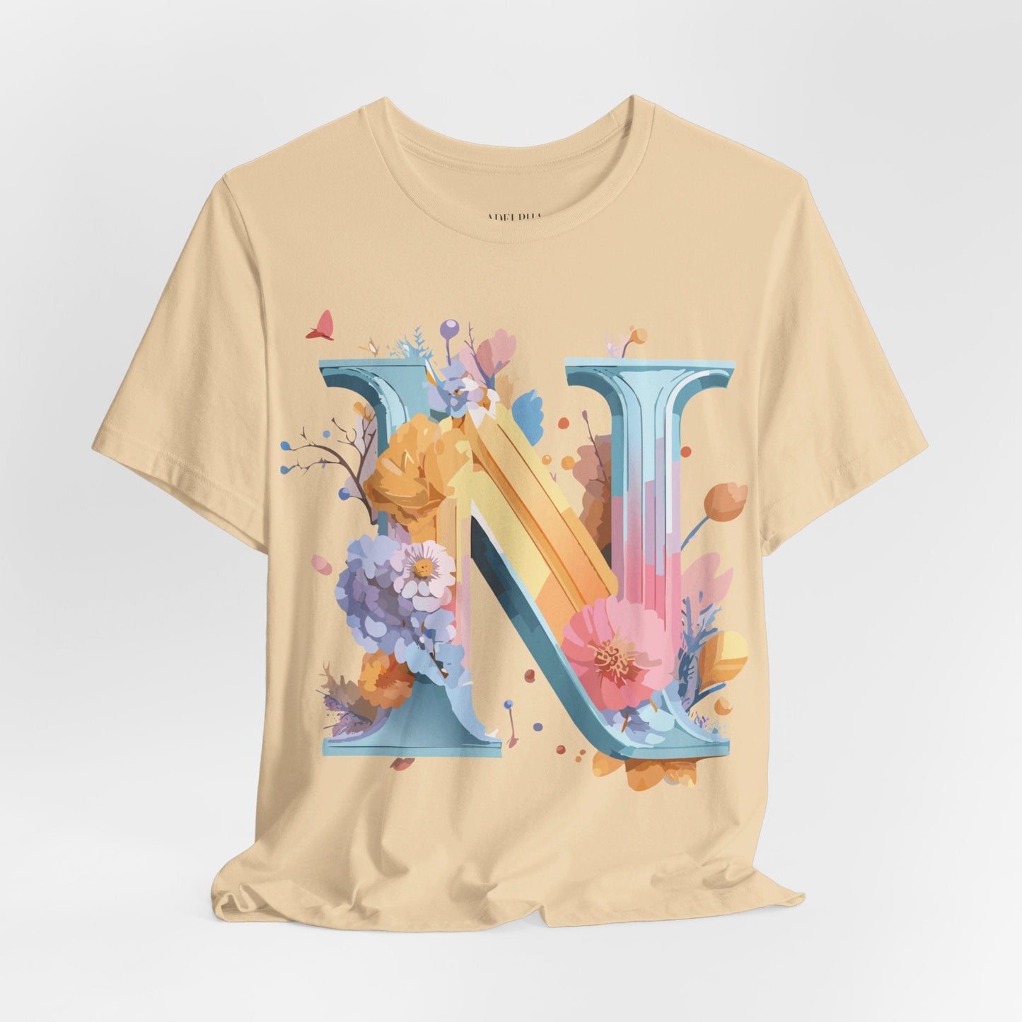 Letter N Shirt Classic Unisex Graphic Tee With Premium Vintage Adelpha Artwork Jersey Short Sleeve