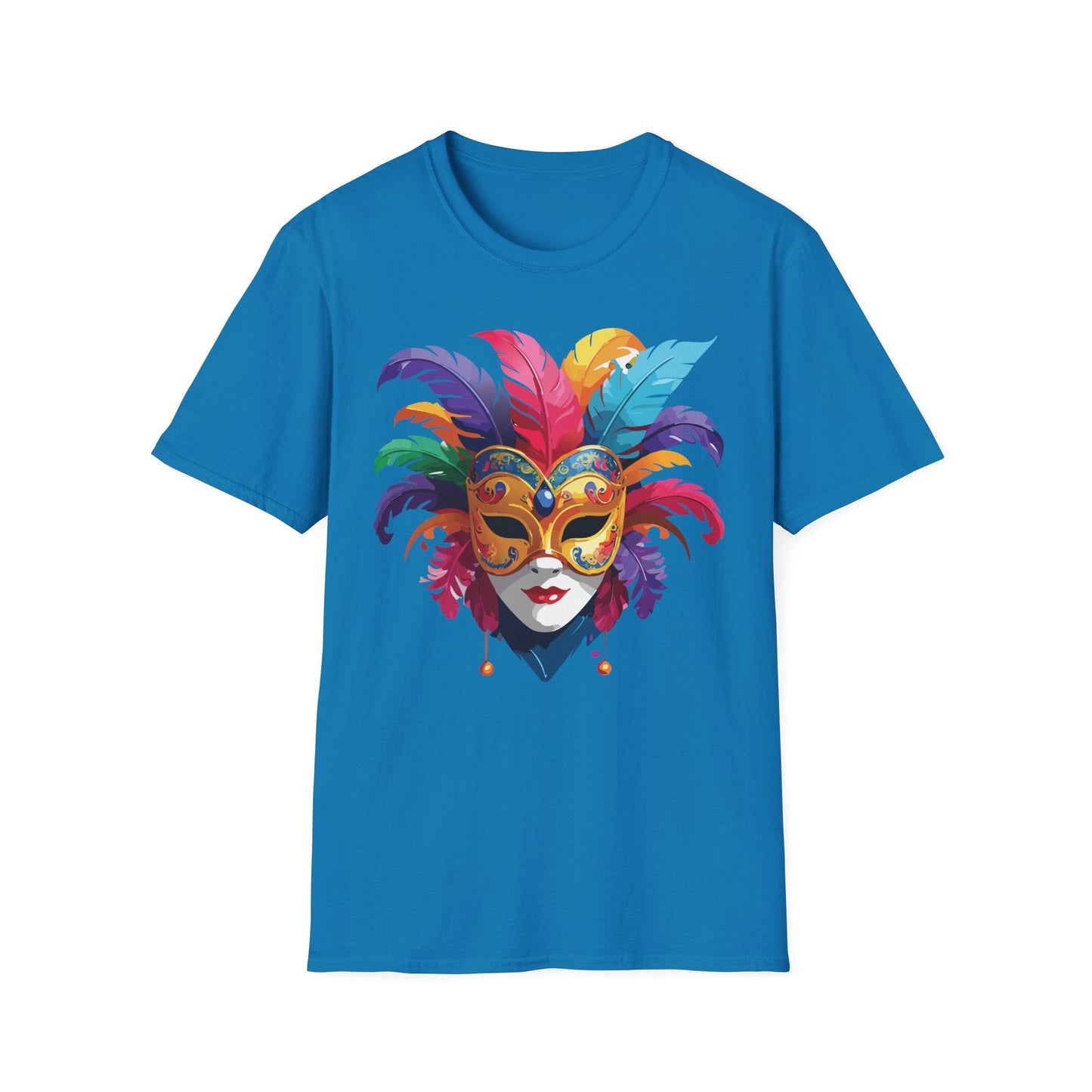 Unisex Mask Tee Shirt Gildan Softstyle 64000 Lightweight Comfortable Masquerade Design Tee