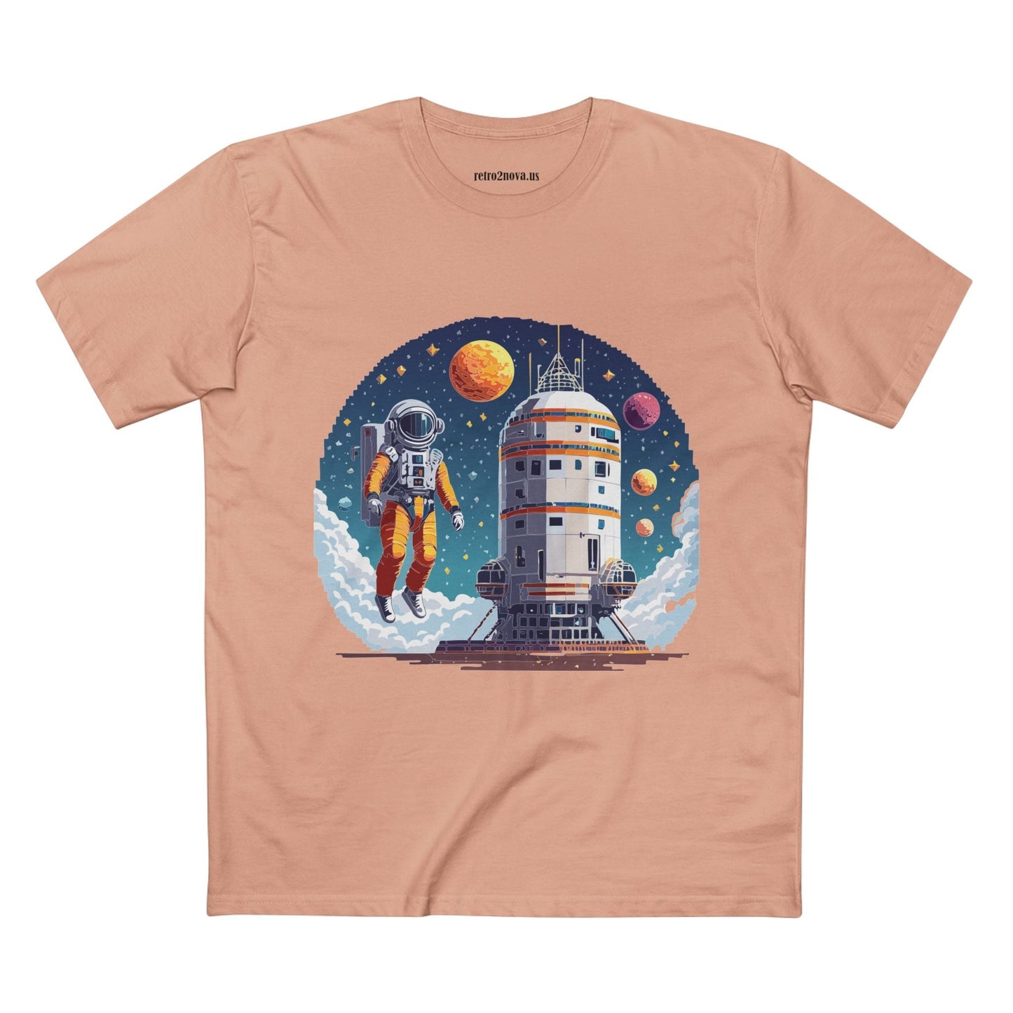Cosmos Astronaut Shirt Unisex Premium Cotton Tee With Original Art By Retro2Nova Design