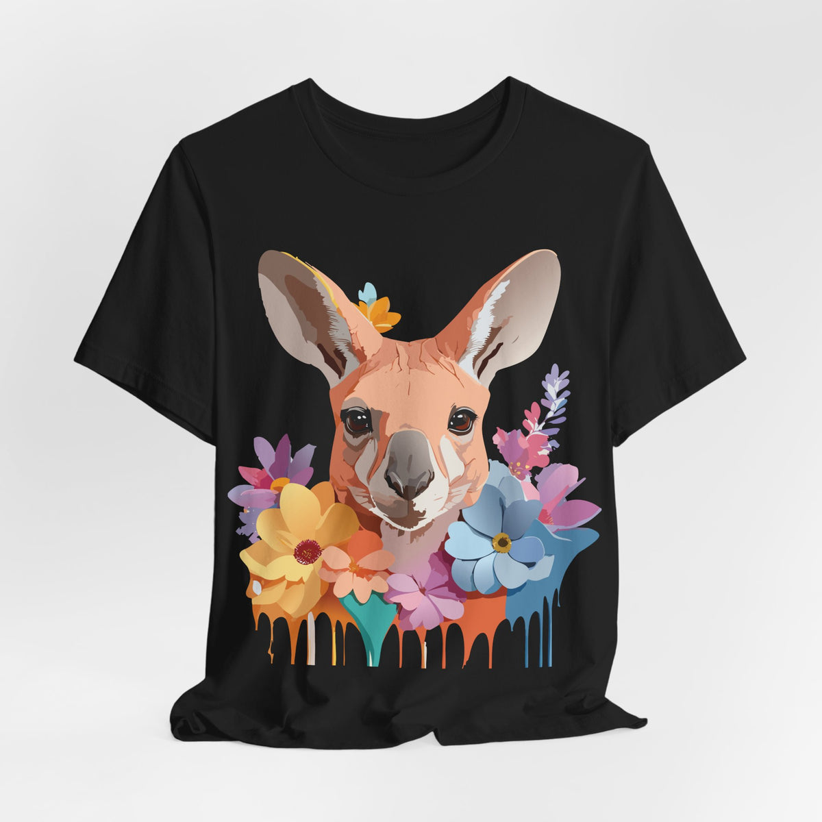 Kangaroo Graphic Unisex Cotton Bella+Canvas Tee with Art Animal Design e39