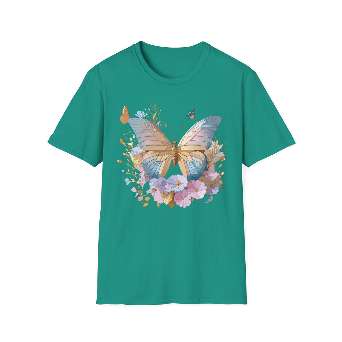 Butterfly Floral Tee — Pastel Garden Butterfly Graphic Tee Unisex 100 Cotton Gildan T-Shirt