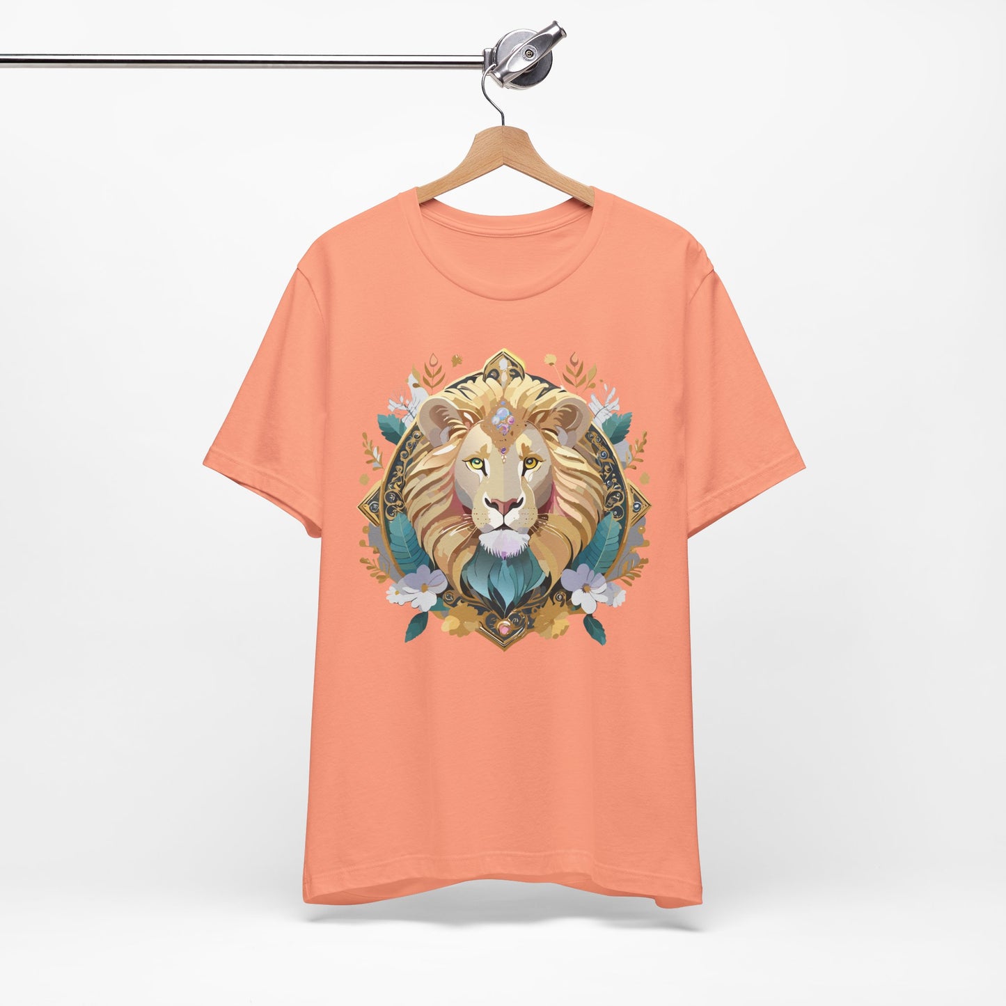 Unisex Lion Graphic Tee, Animal Shirt, Tee Shirt with Lion, Medallion T-Shirt, Animal Medallion Tees 2