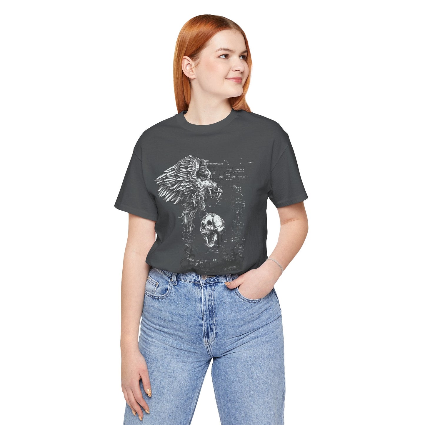 Raven and Skull Illustration Graphic Unisex Cotton T-Shirt r19