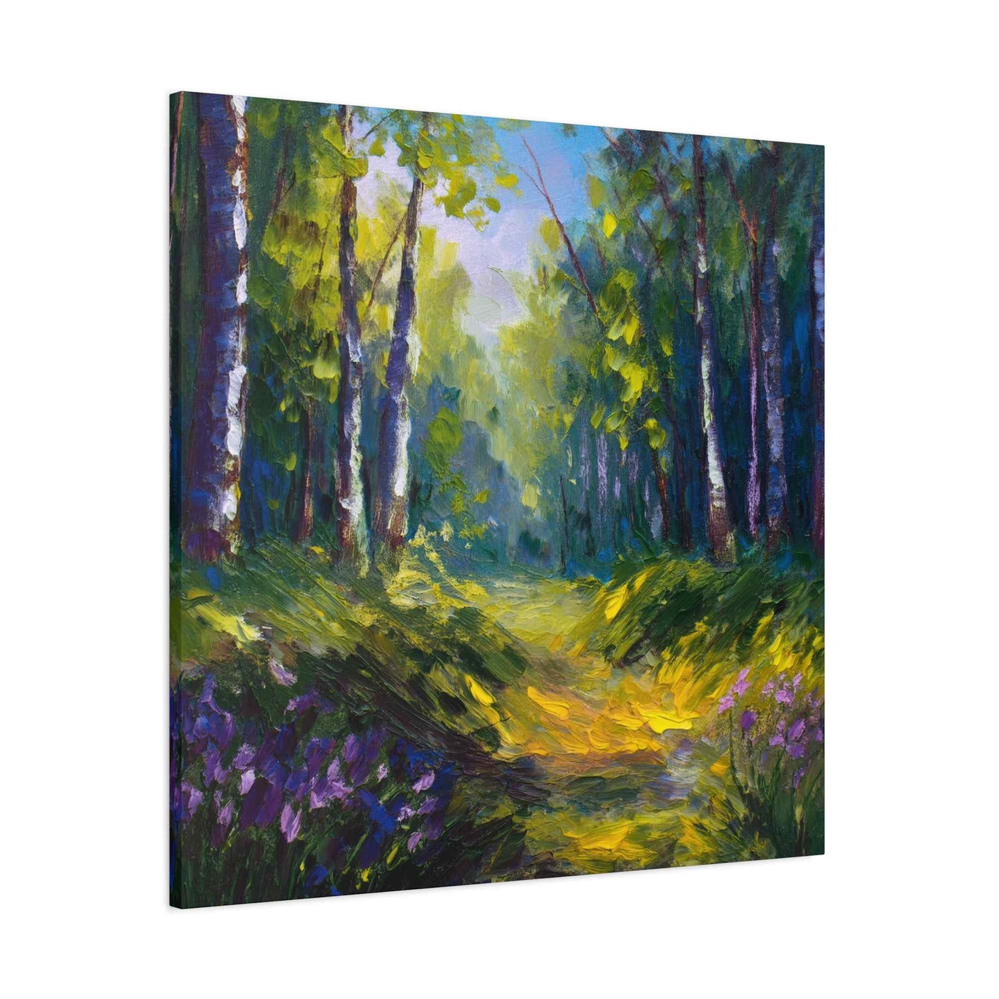 Summer Forest Print Canvas, Oil Paint Print 20x20, 24x24, 30x30, 32x32, 36x36 Art Design Print Pine-Wood Inner Frame MC-89