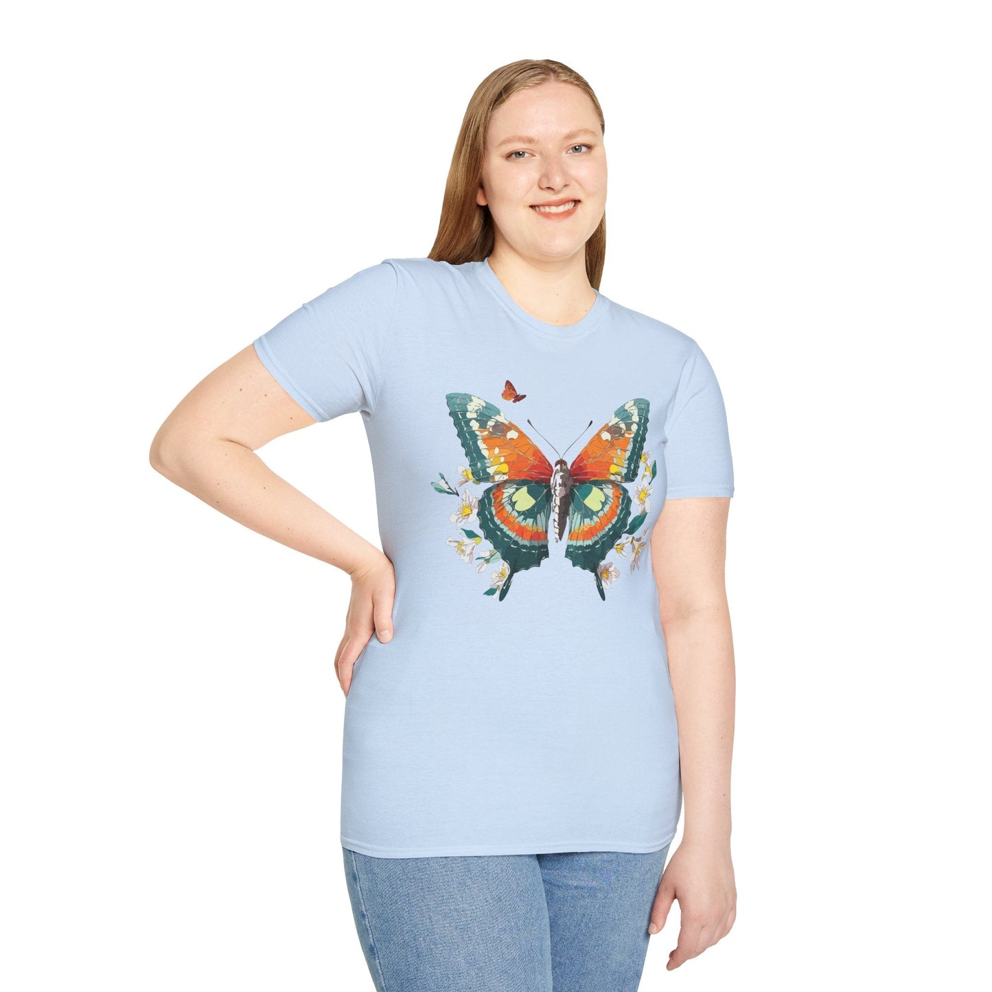 Butterfly T Shirt Unisex Softstyle Gildan 64000 100 Percent Ring Spun Cotton Monarch Tee