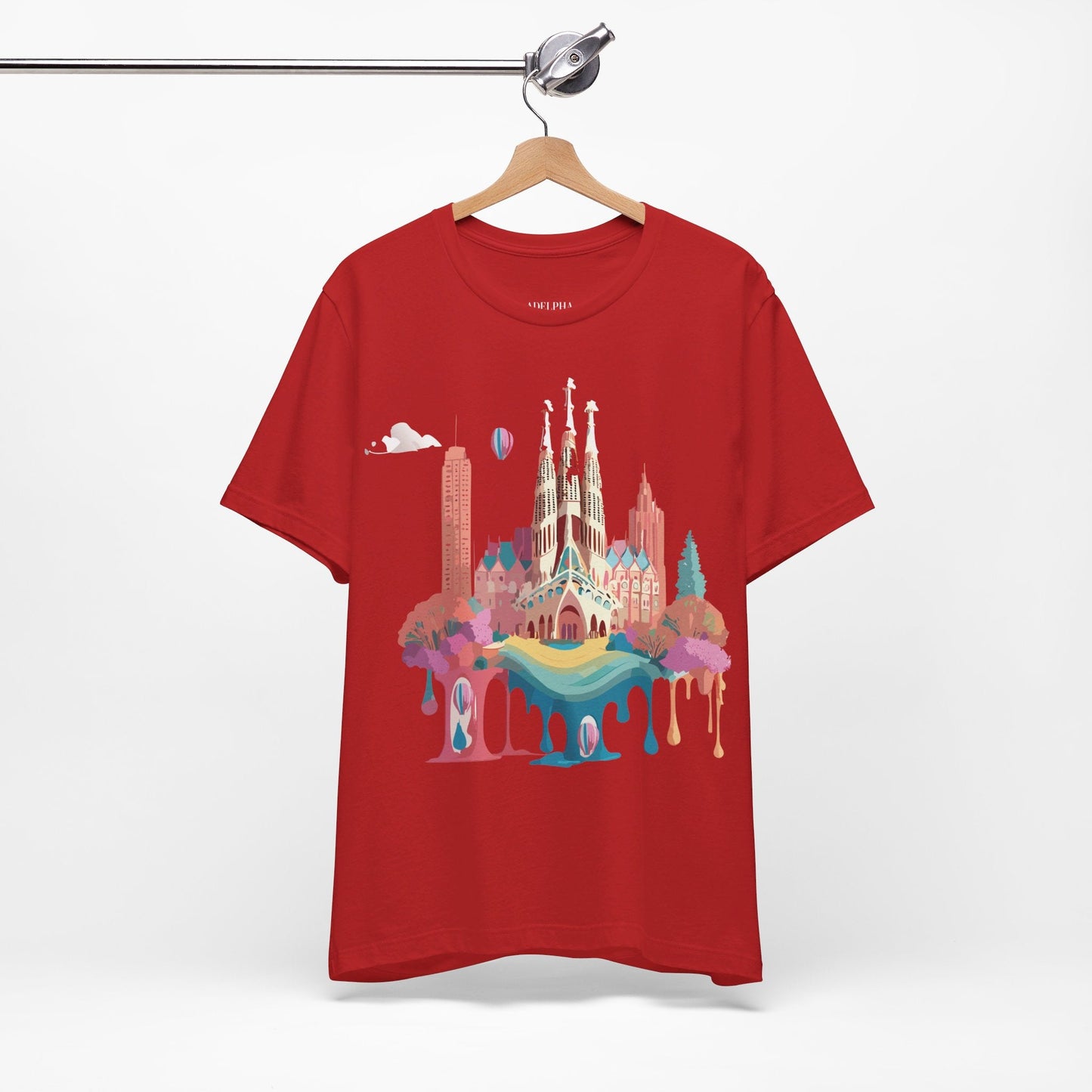 Adelpha Barcelona Themed Graphic Tee Unisex Short Sleeve Art Design For Everyday Comfort