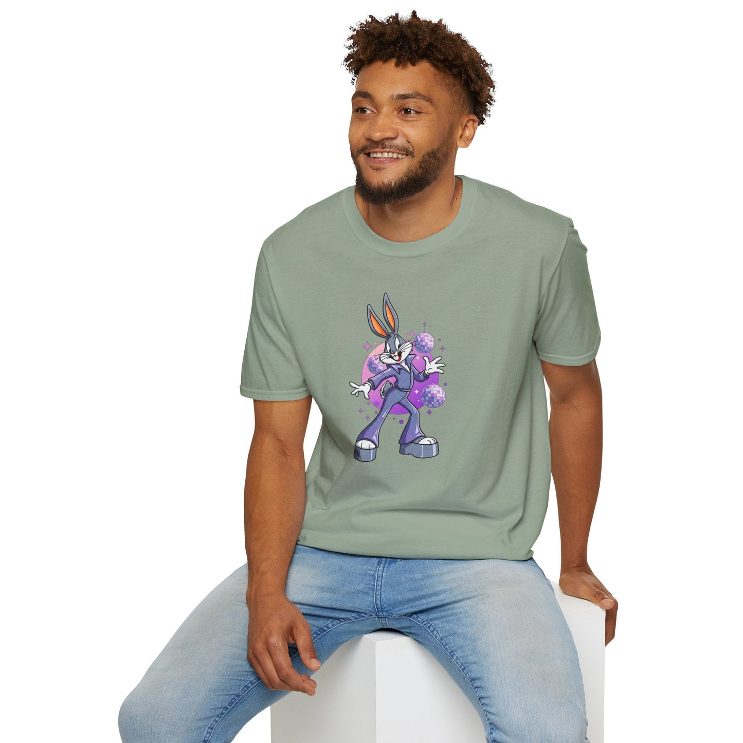 Cartoon Bunny Graphic Unisex Cotton Animal Animation Artwork Design Tee 5