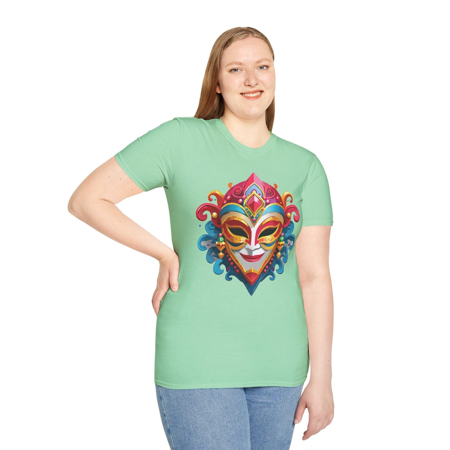 Mask Tee Shirt Unisex Masquerade Tees Softstyle 64000 100 Percent Cotton Lightweight Breathable