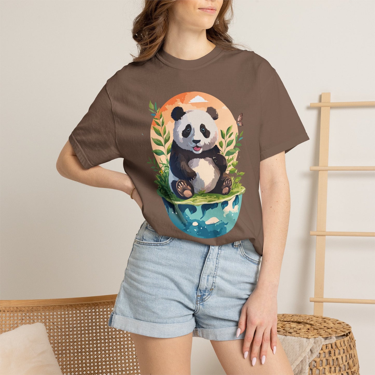 Panda Portrait Graphic T-Shirt Unisex Cotton Floral Animal Art Tee pp4