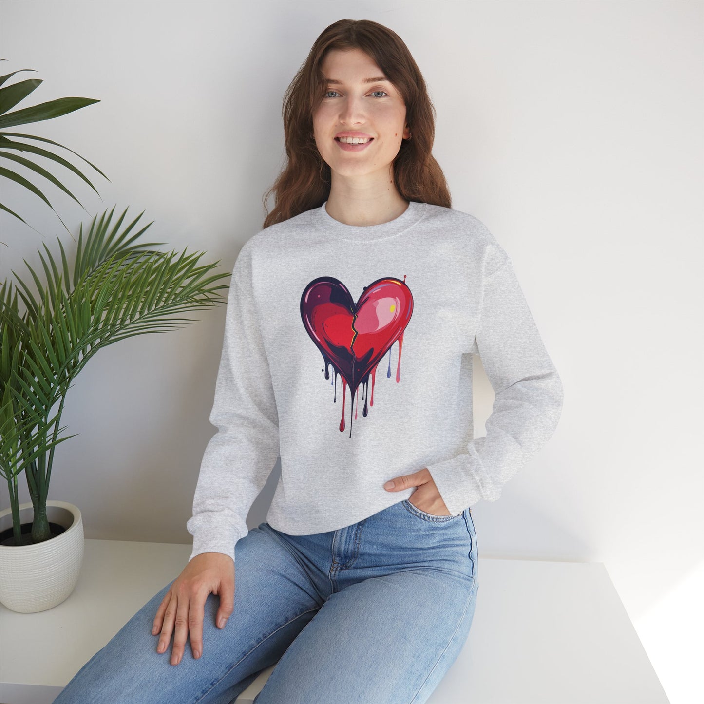 Big Red Heart Sweatshirt, Floral Red Heart Sweatshirt, Floral Love Sweatshirt, Valentine's Day Sweatshirt, Heart Floral Sweatshirt 118