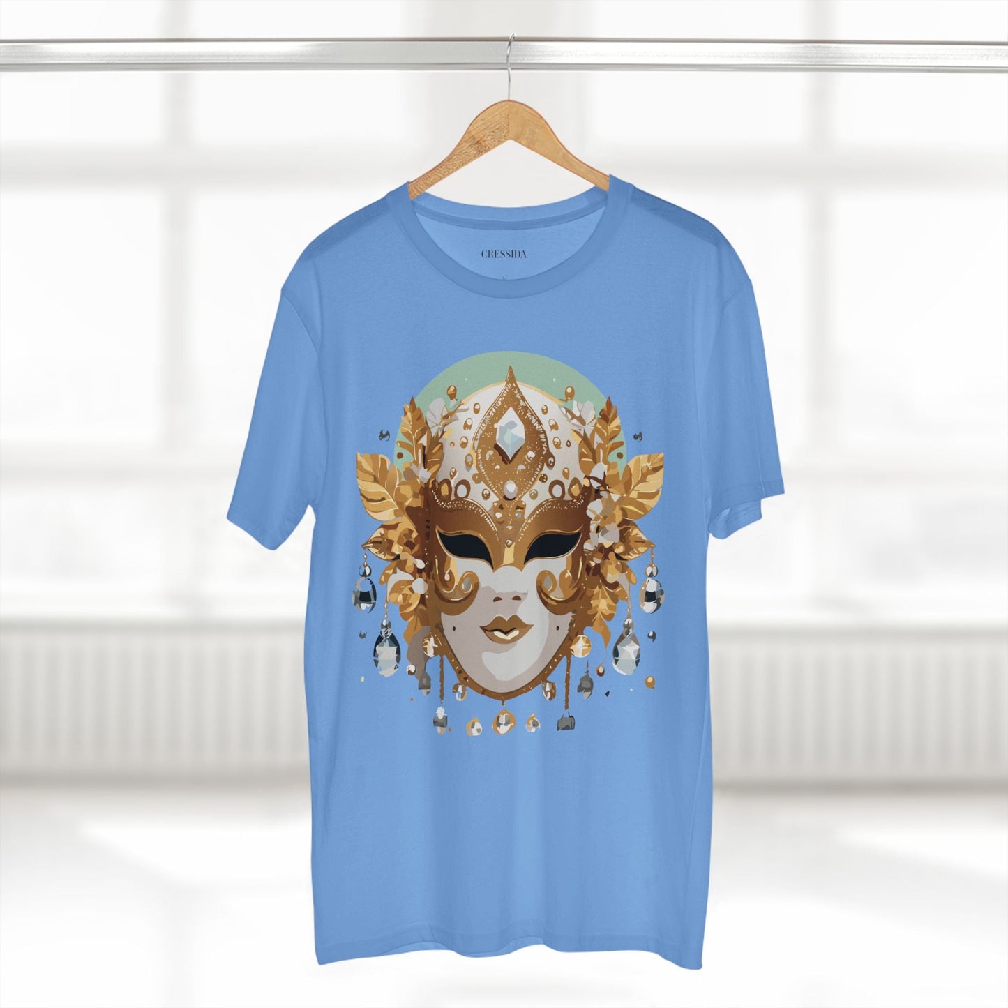 Carnival Mask Graphic T-Shirt Unisex 100 Cotton With Antique Gold Art Design Tee 9