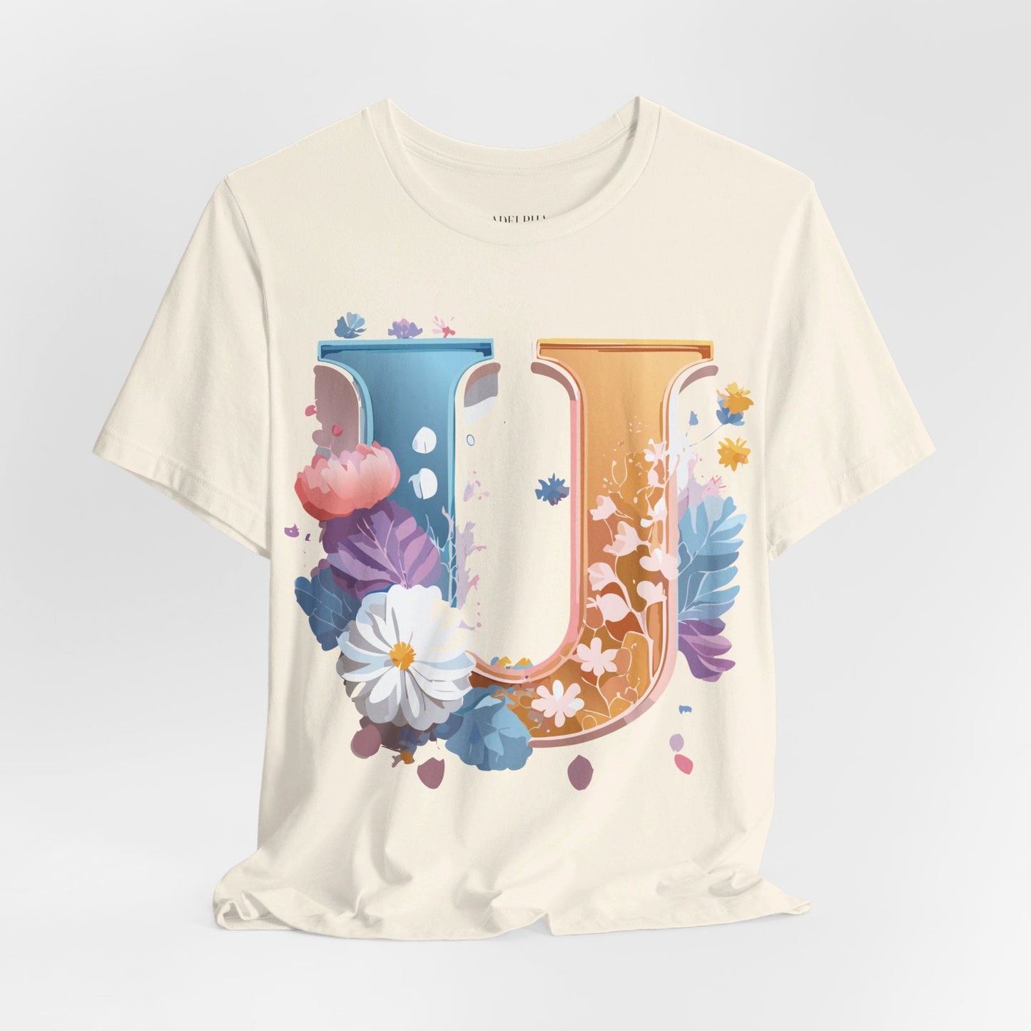Letter U Shirt Graphic Tee Unisex Vintage Inspired Adelpha Artwork Premium Short Sleeve
