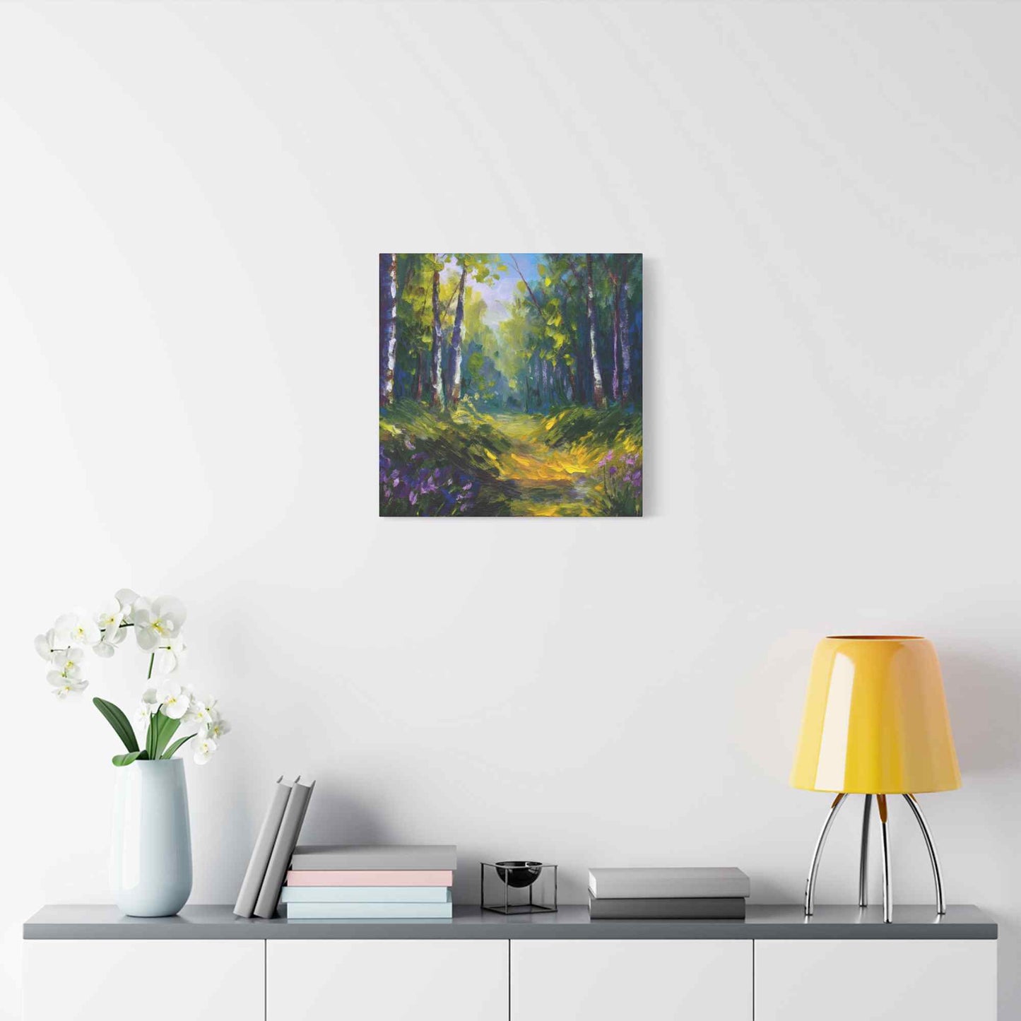 Summer Forest Print Canvas, Oil Paint Print 20x20, 24x24, 30x30, 32x32, 36x36 Art Design Print Pine-Wood Inner Frame MC-89