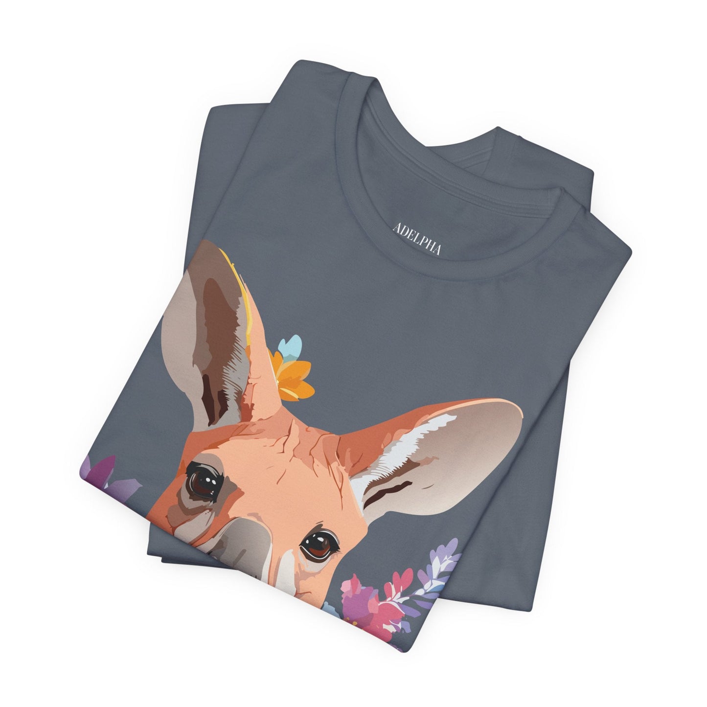 Adelpha Unisex Graphic Tee Kangaroo Art Design Short Sleeve Shirt Premium Vintage Inspired Comfort