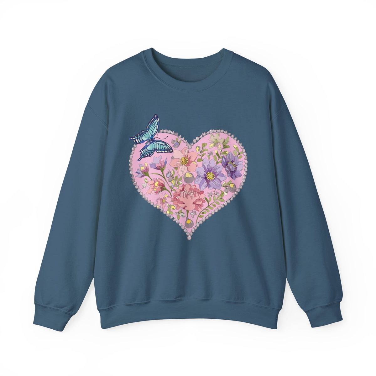 Floral Heart Love Graphic Valentine's Day Sweatshirt Unisex 50/50 Cotton-Poly Sweatshirt w38