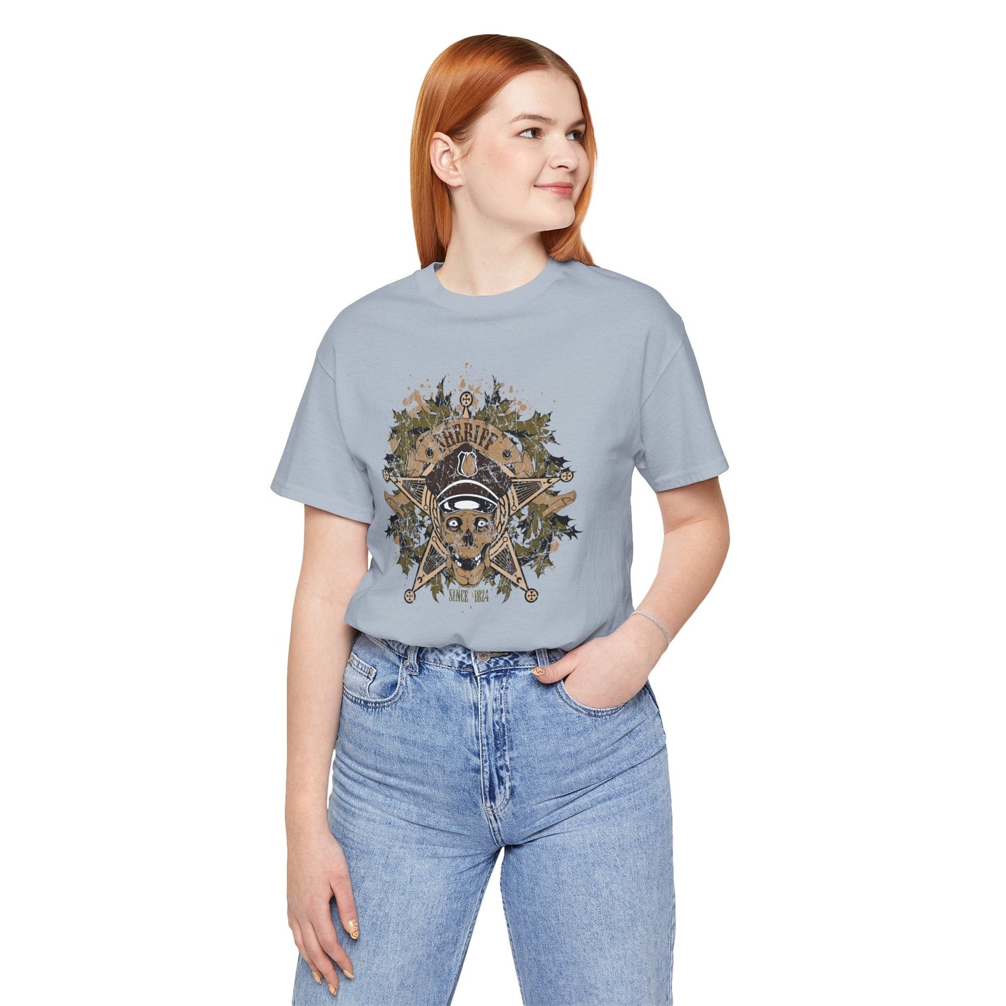 Skull Floral Emblem Graphic Unisex Cotton Tee Art-45