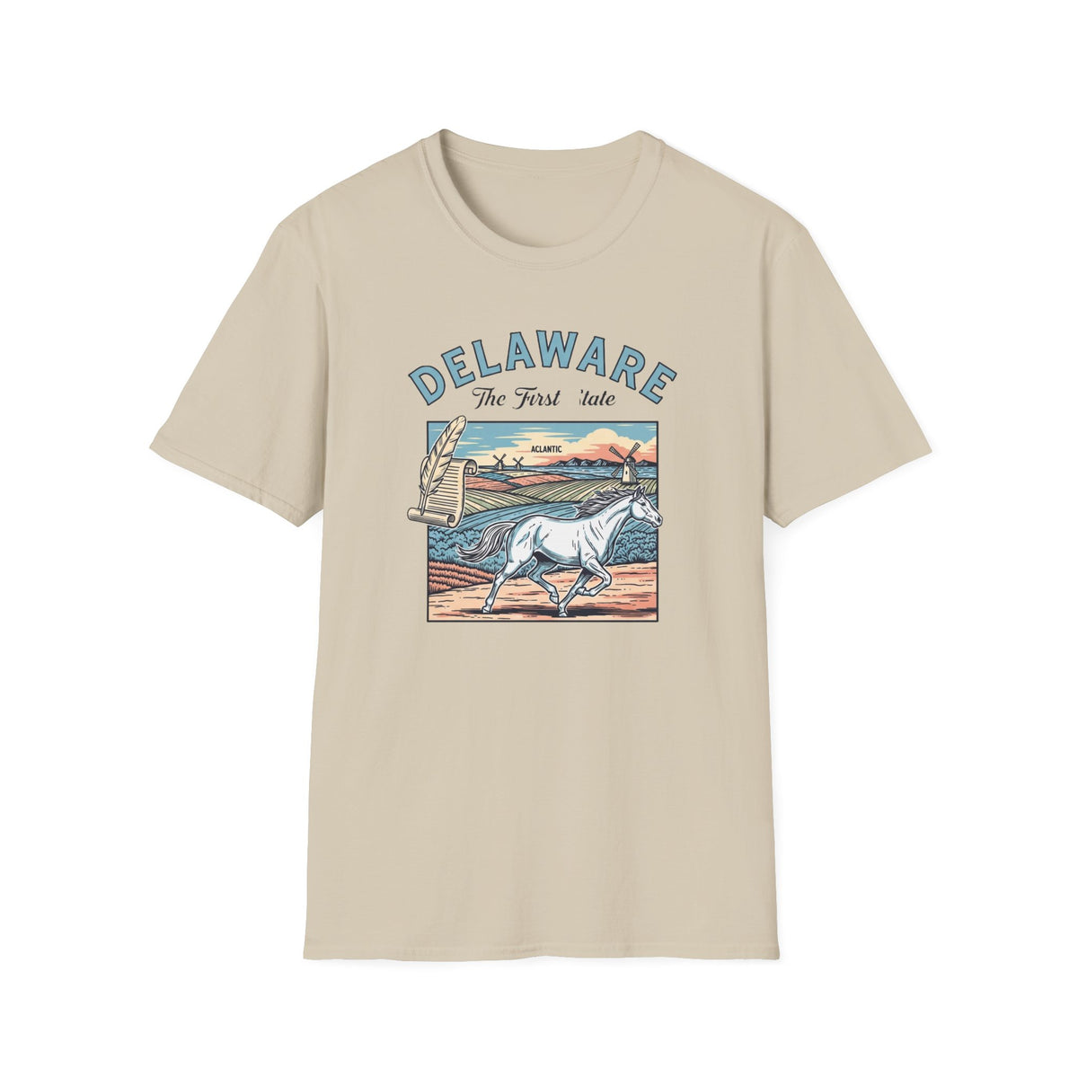 Delaware First State Vintage Horse Tee Travel Tourist Graphic Design Unisex 100 Cotton Gildan T-Shirt