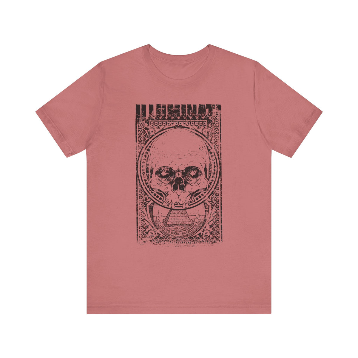 Skull Circle Graphic T-Shirt Vintage Etching Illustration Art Design Unisex Cotton Tee A-9
