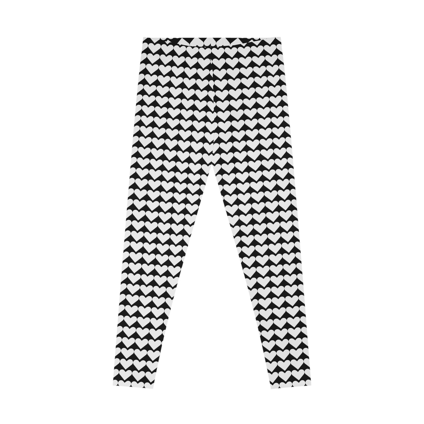 White Heart Black Leggings, Heart Yoga Pants, Heart Leggings
