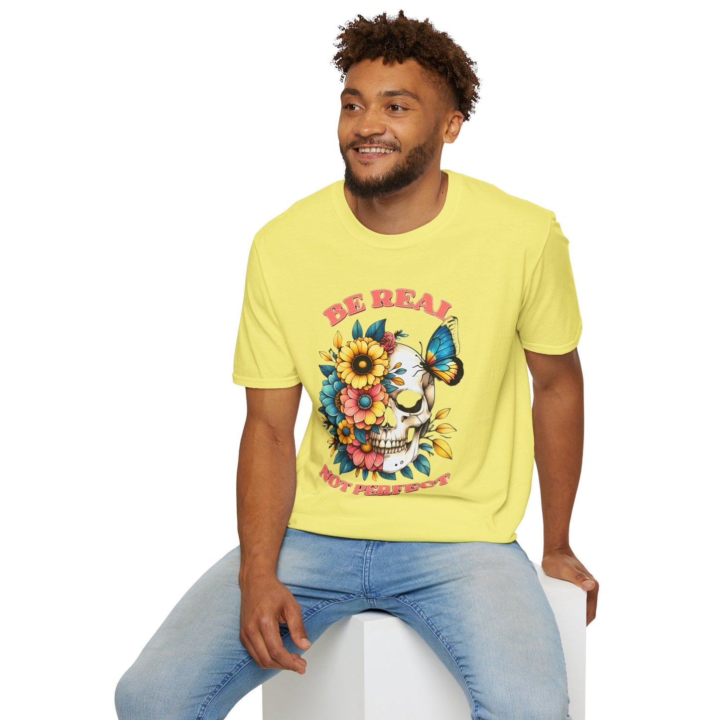 Gildan Skull Tee Shirt Unisex Skeleton Print Tee 100 Percent Ring Spun Cotton Softstyle