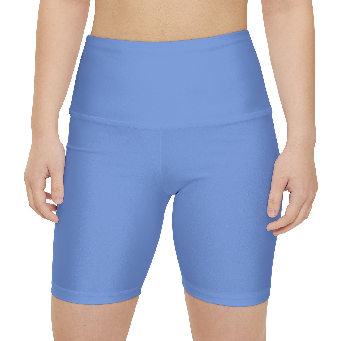 Wisteria Blue Women's Workout Shorts — Solid High-Waist Biker Shorts for Exercise & Everyday Wear