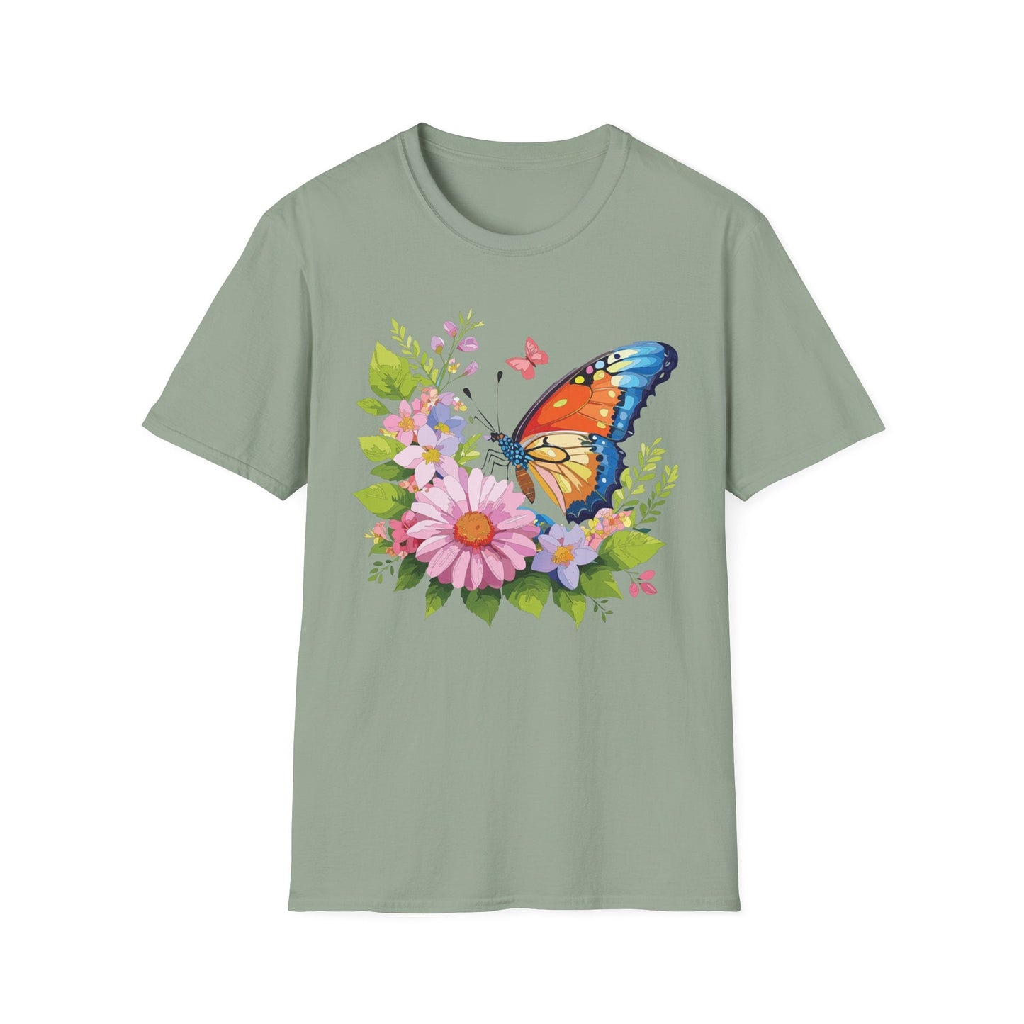 Butterfly T Shirt Unisex Short Sleeve Gildan Softstyle 64000 Monarch Butterfly Design Graphic