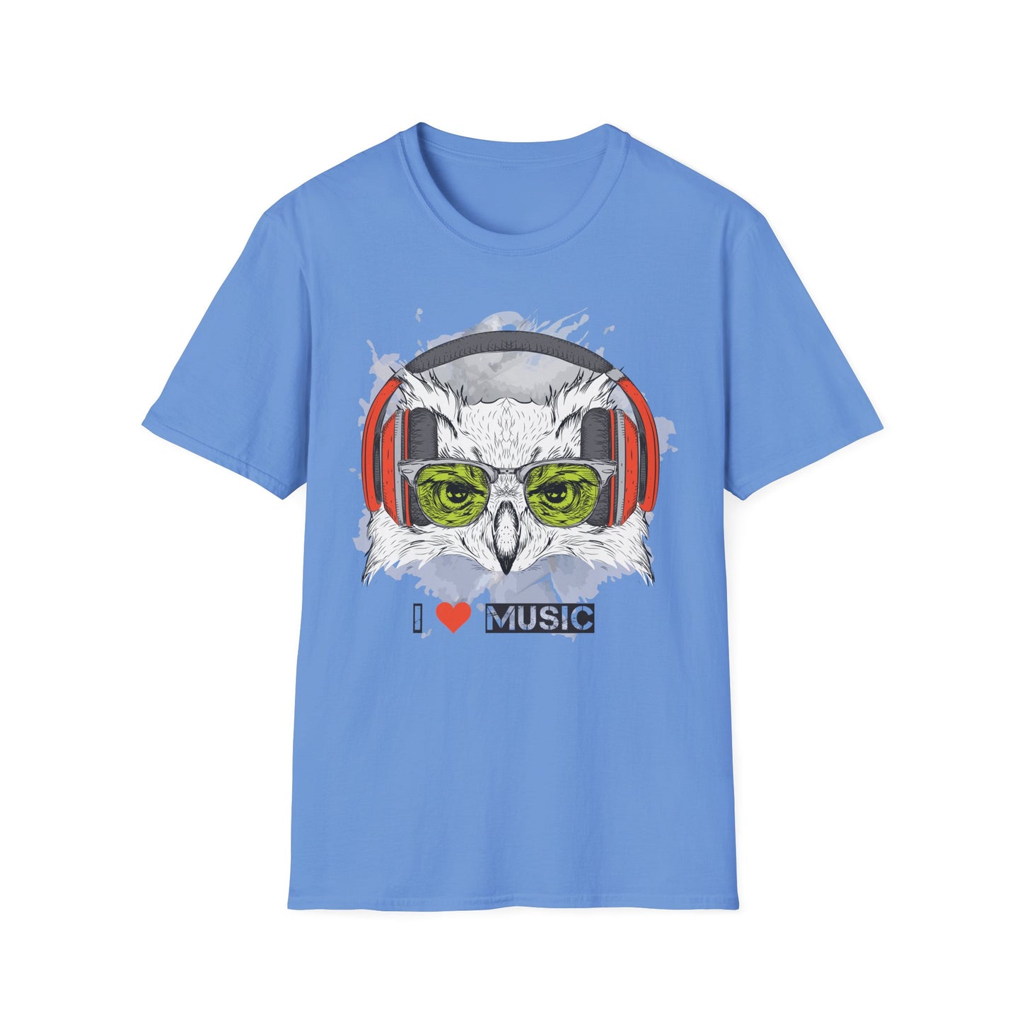 Music Owl T-Shirt Unisex Cotton Short Sleeves I love Music Graphic Tee