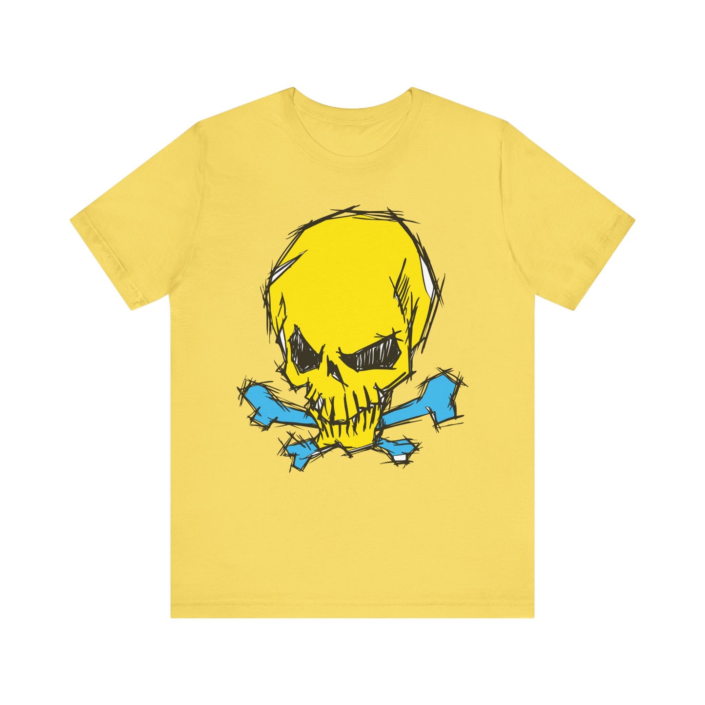2-Yellow Skull Graphic Design Tee, Skull Shirt, Vintage Tees, Art Design T-Shirt, Vintage Graphic Tee, Art Shirts with Skulls