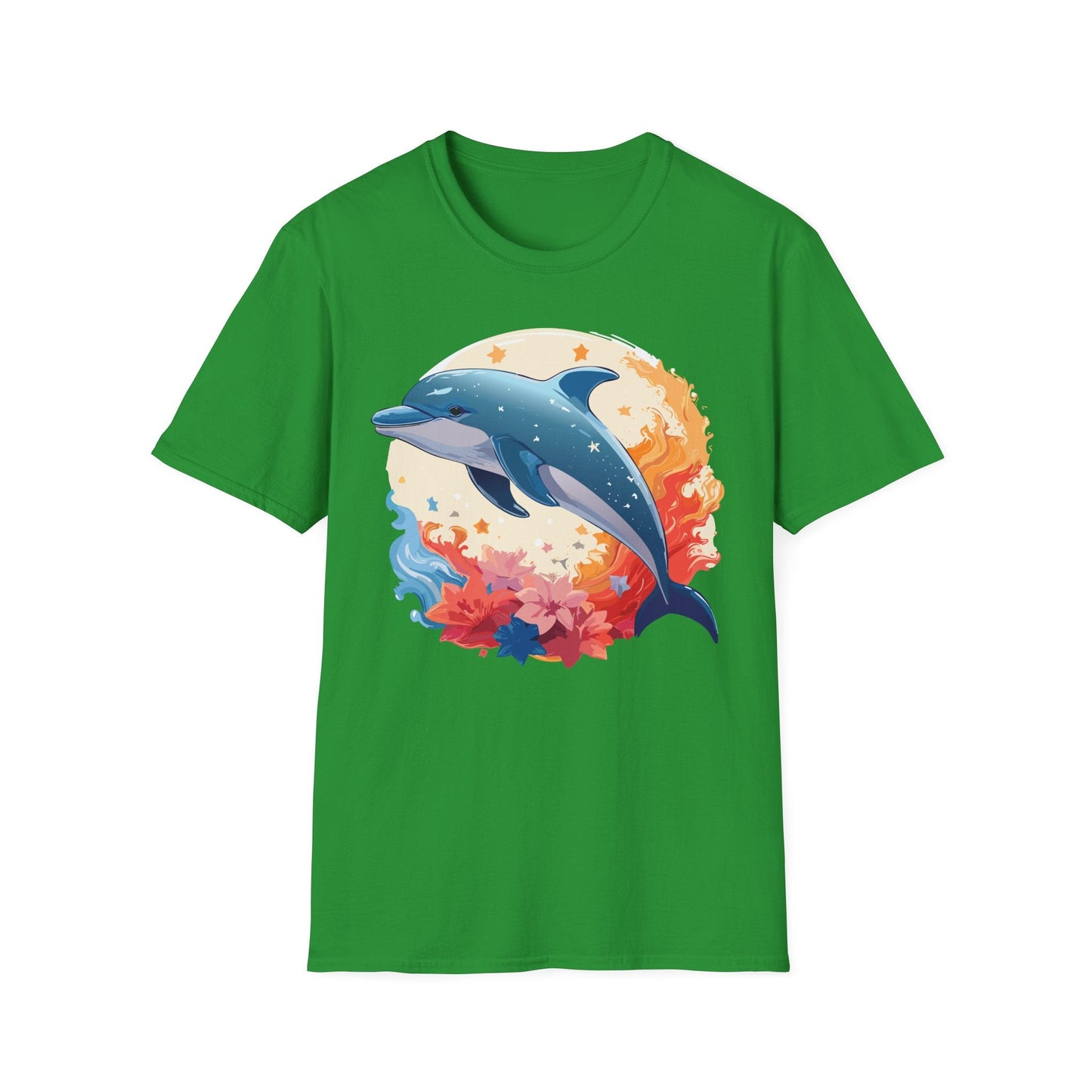 Dolphin T Shirt Unisex Softstyle Gildan 64000 100 Percent Ring Spun Cotton Animal Fish Tee