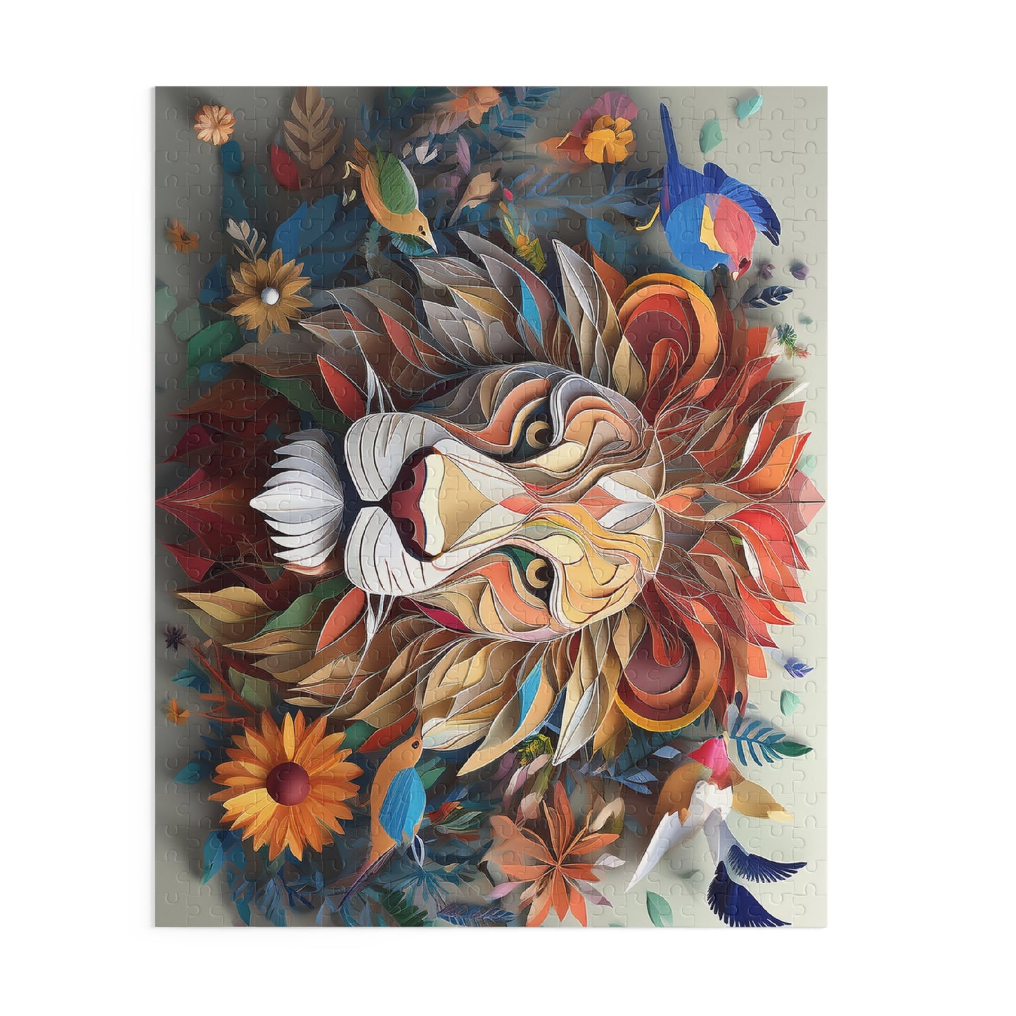3D Colorful Lion Face Puzzle 500-Piece | Floral Lion Puzzle 500-Piece Ages 9+
